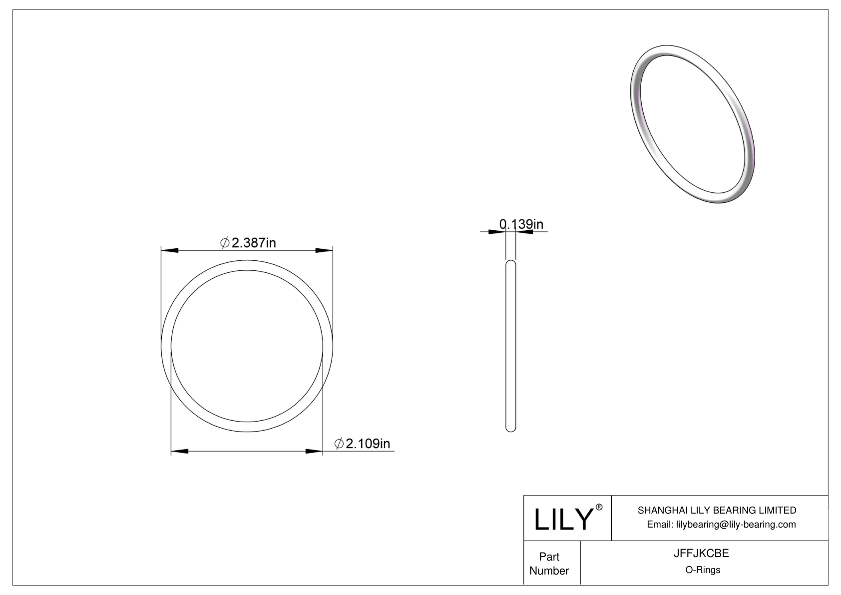 JFFJKCBE Chemical Resistant O-rings Round cad drawing