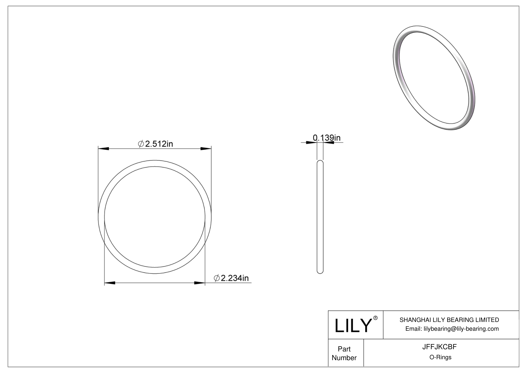 JFFJKCBF Chemical Resistant O-rings Round cad drawing