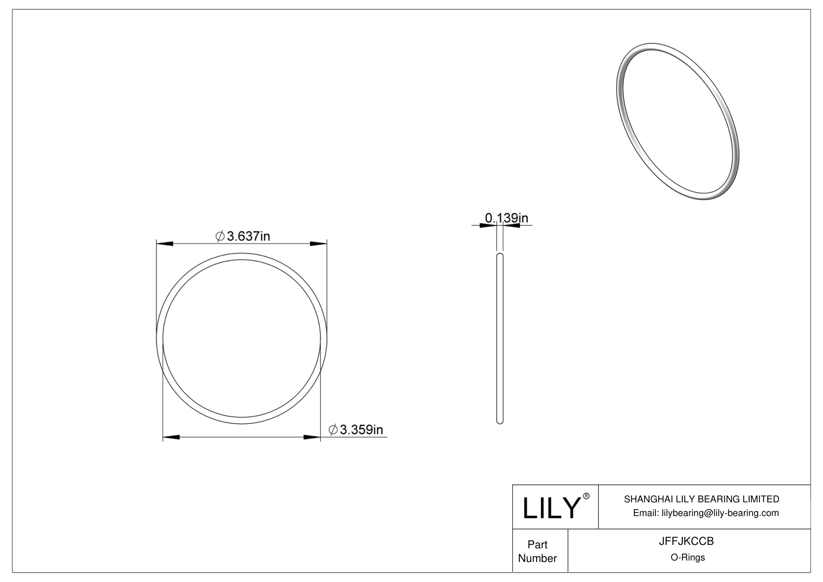 JFFJKCCB Chemical Resistant O-rings Round cad drawing