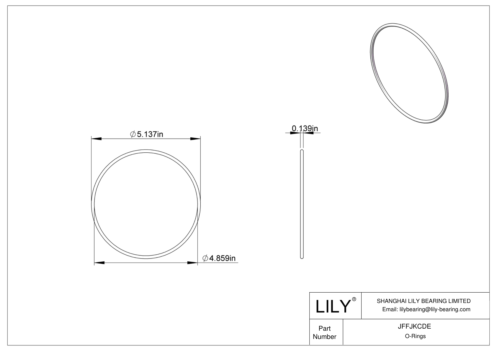 JFFJKCDE Chemical Resistant O-rings Round cad drawing