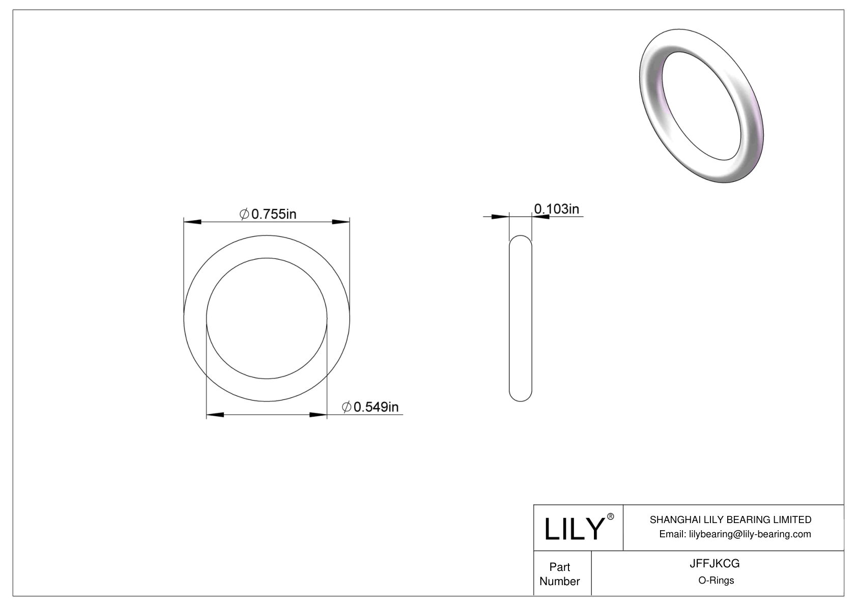 JFFJKCG Chemical Resistant O-rings Round cad drawing