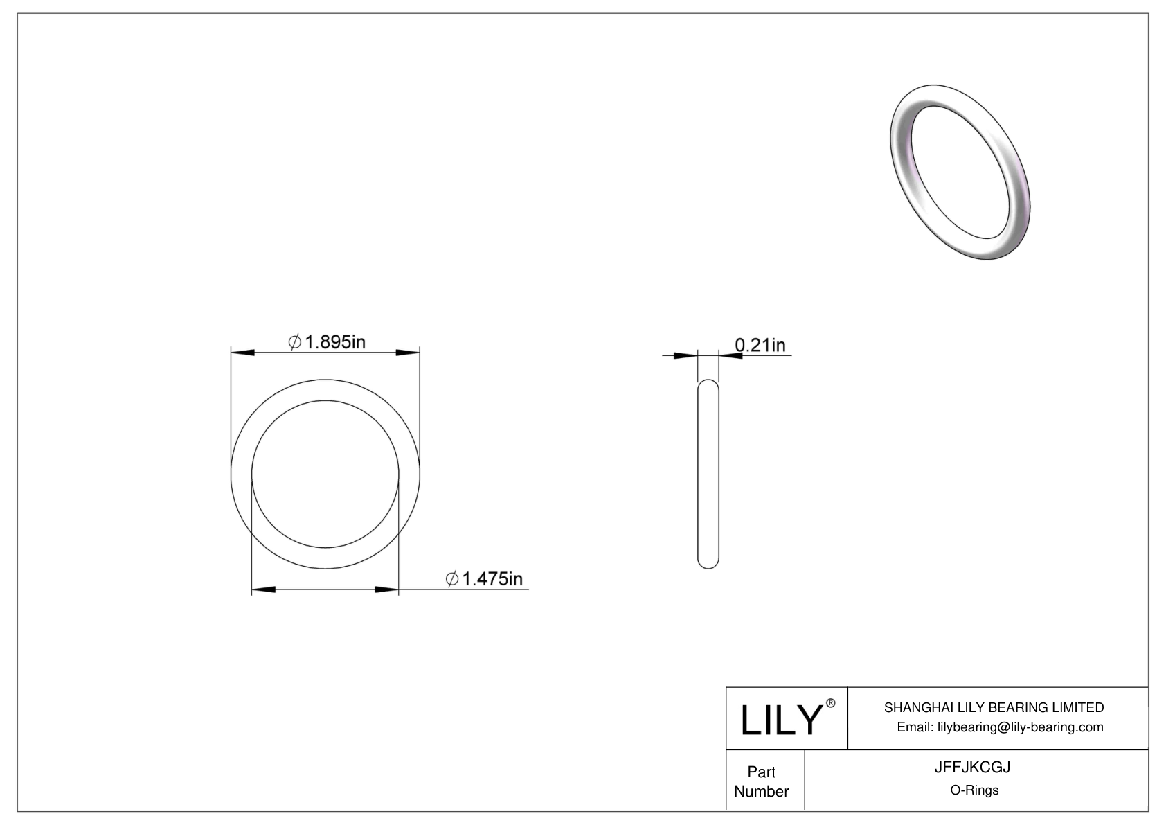 JFFJKCGJ Chemical Resistant O-rings Round cad drawing