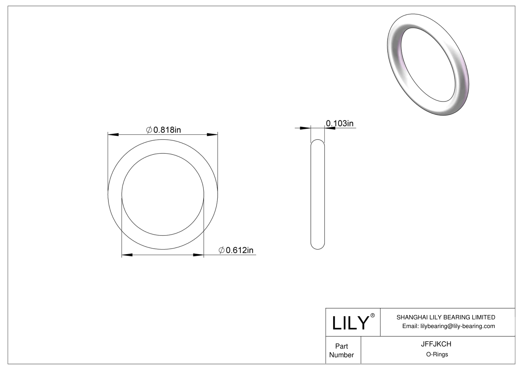 JFFJKCH Chemical Resistant O-rings Round cad drawing