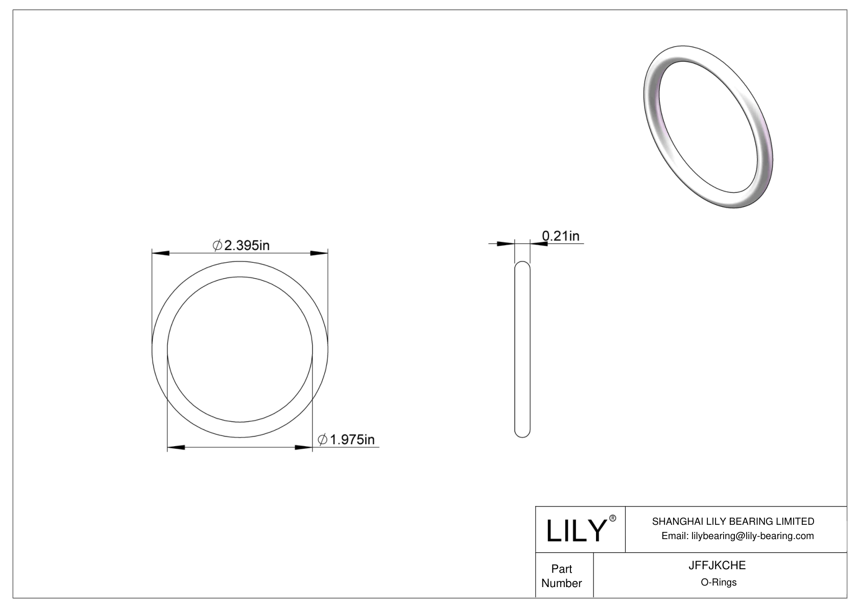 JFFJKCHE Chemical Resistant O-rings Round cad drawing