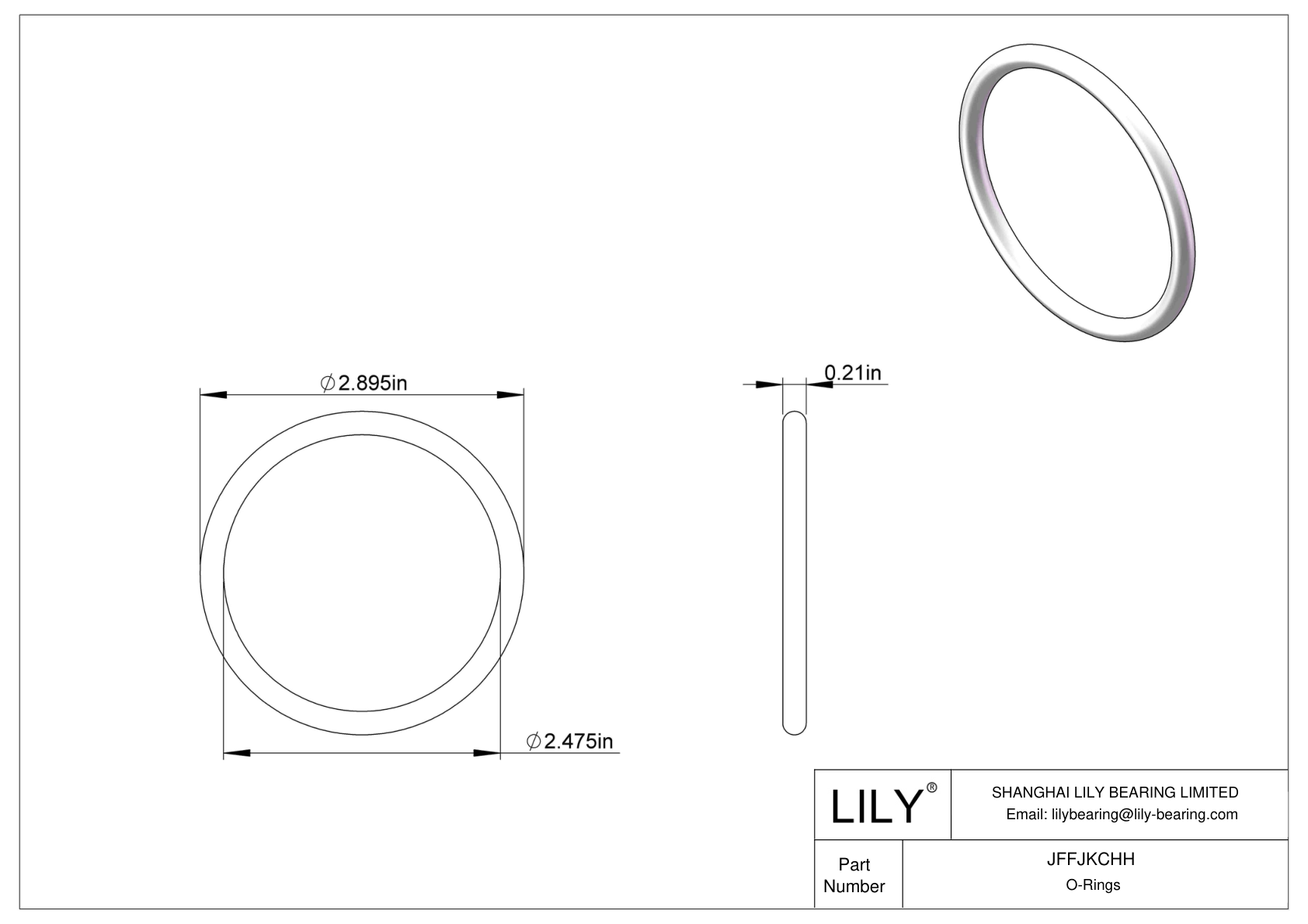 JFFJKCHH Chemical Resistant O-rings Round cad drawing