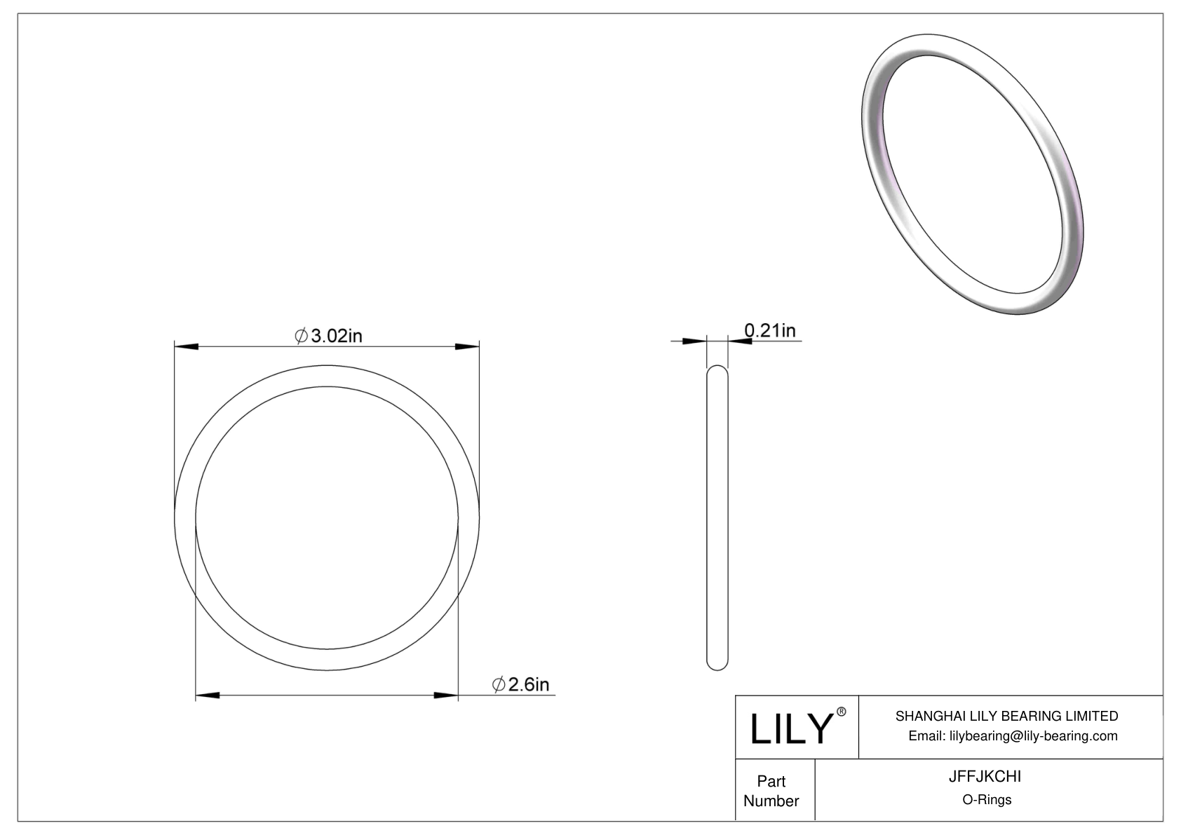 JFFJKCHI Chemical Resistant O-rings Round cad drawing