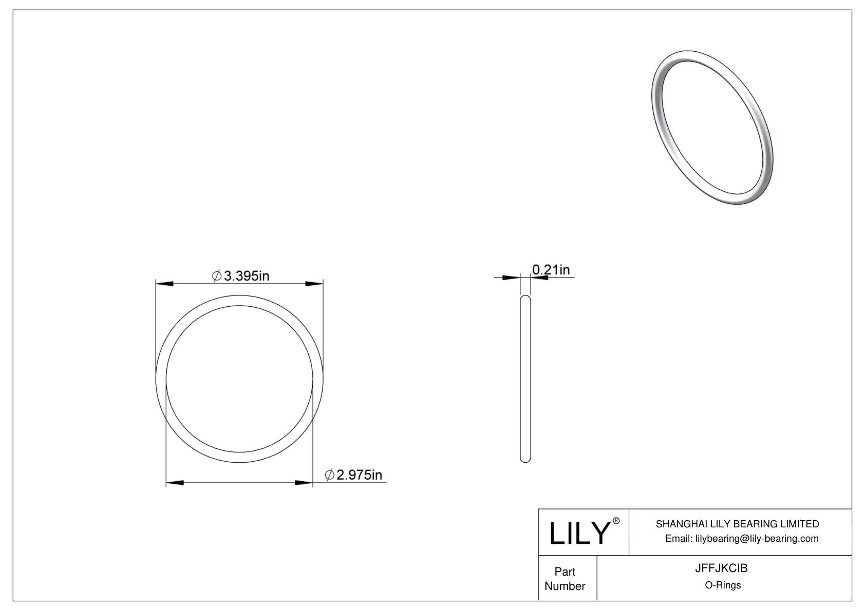 JFFJKCIB Chemical Resistant O-rings Round cad drawing