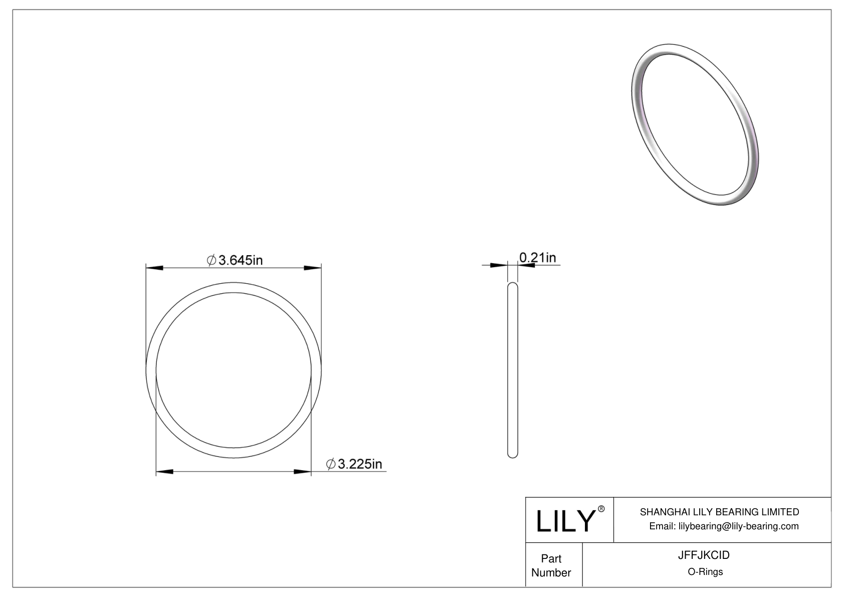 JFFJKCID 圆形耐化学性 O 形圈 cad drawing