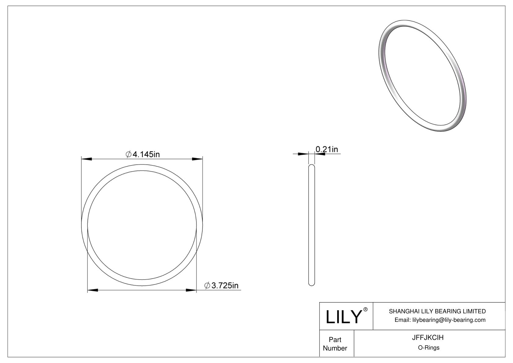 JFFJKCIH 圆形耐化学性 O 形圈 cad drawing