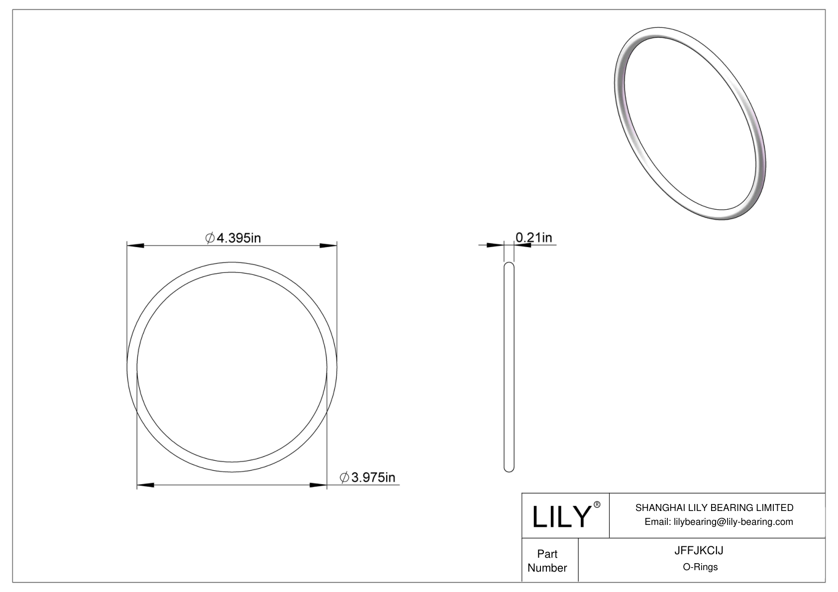 JFFJKCIJ Chemical Resistant O-rings Round cad drawing