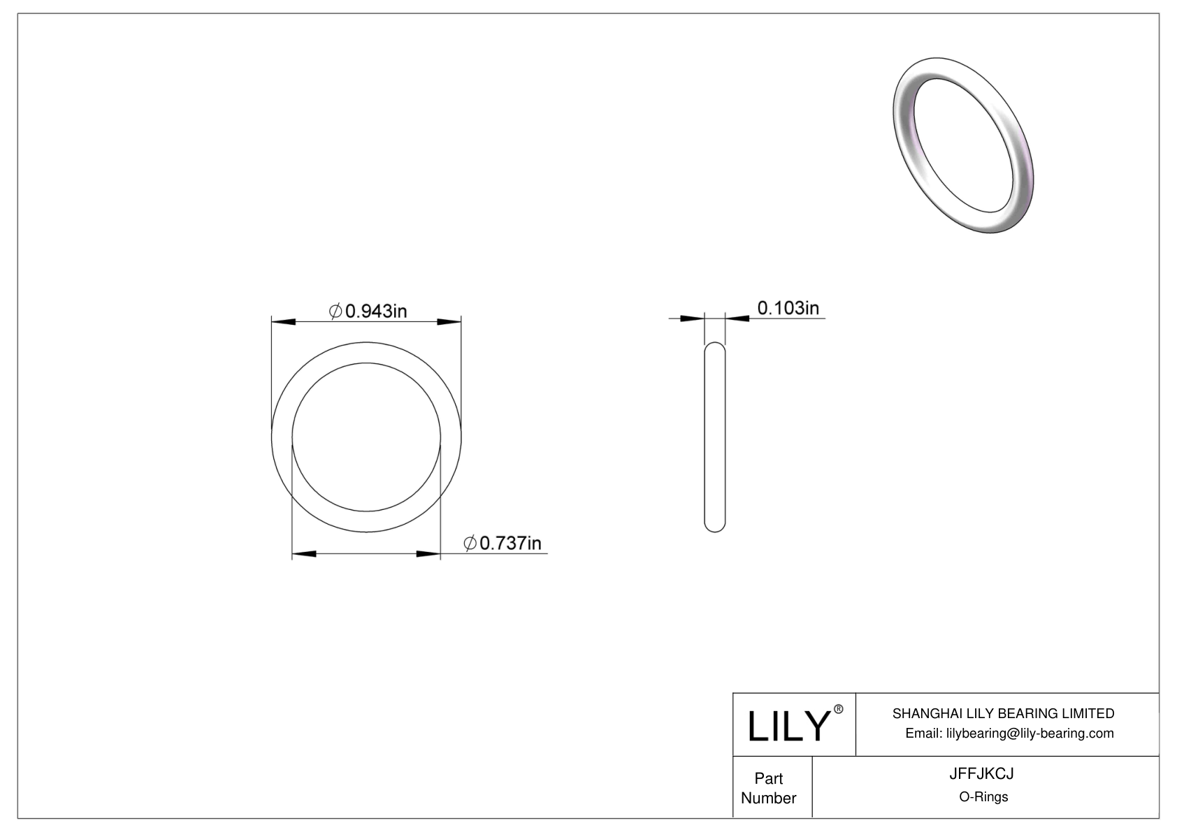 JFFJKCJ Chemical Resistant O-rings Round cad drawing