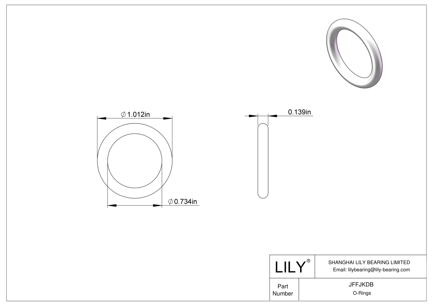 JFFJKDB Chemical Resistant O-rings Round cad drawing