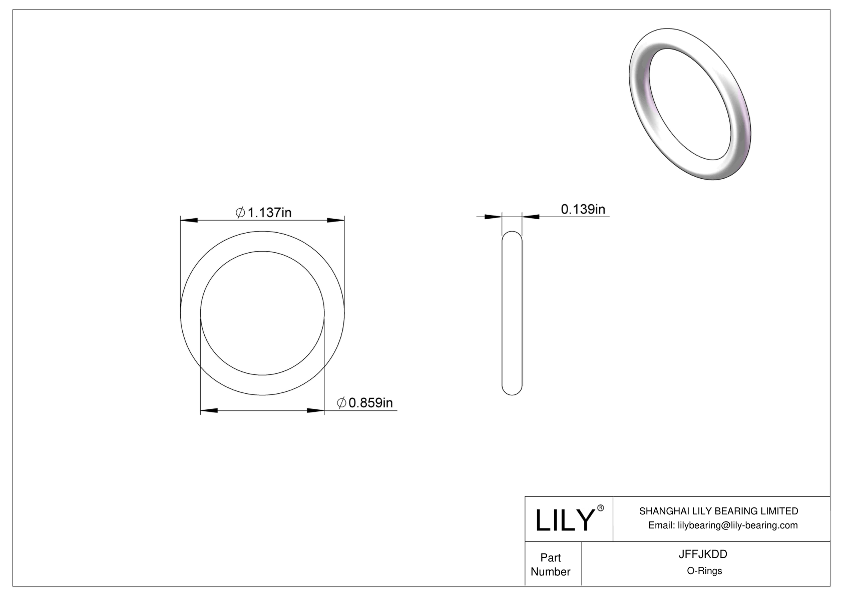 JFFJKDD Chemical Resistant O-rings Round cad drawing