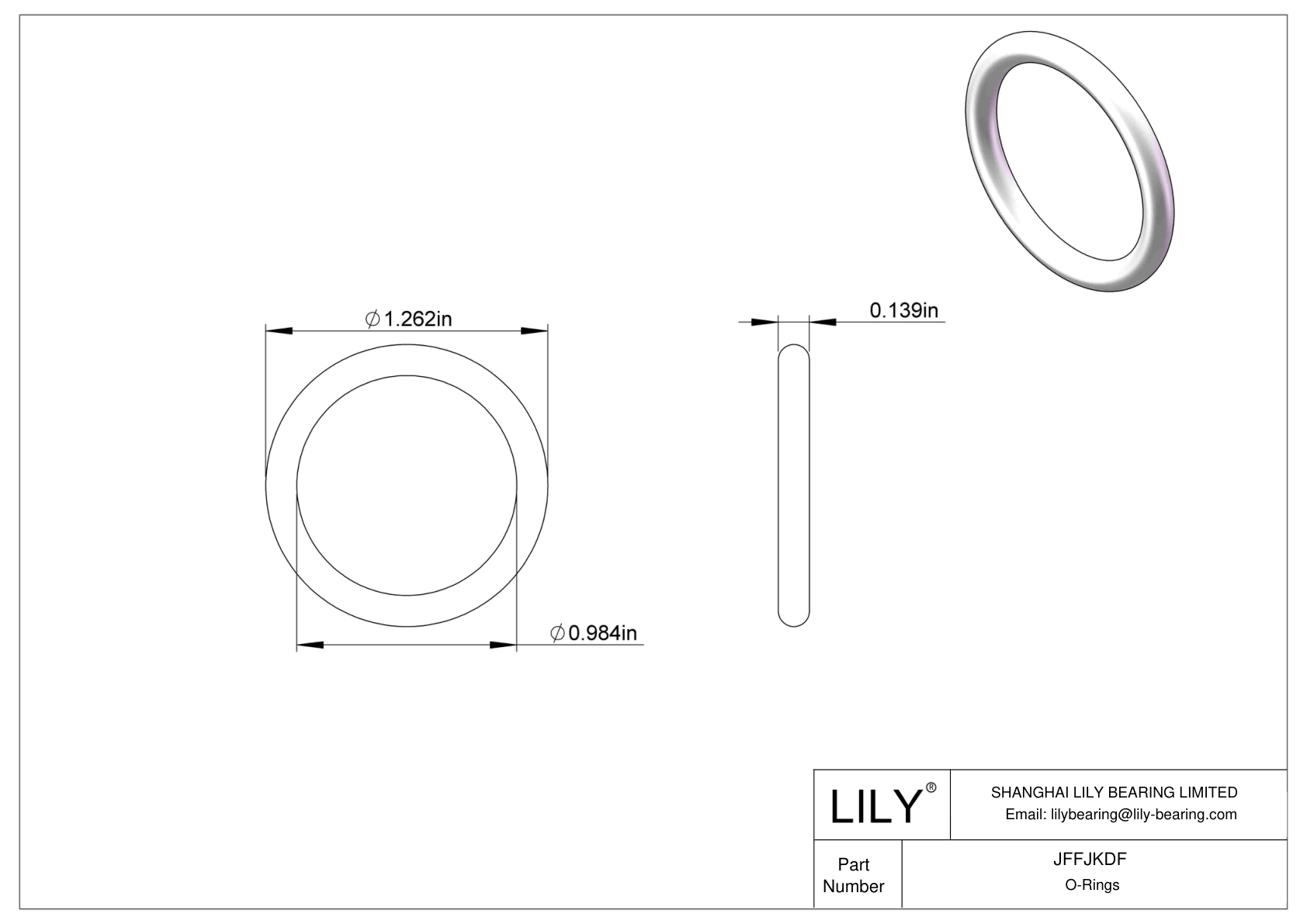 JFFJKDF Chemical Resistant O-rings Round cad drawing