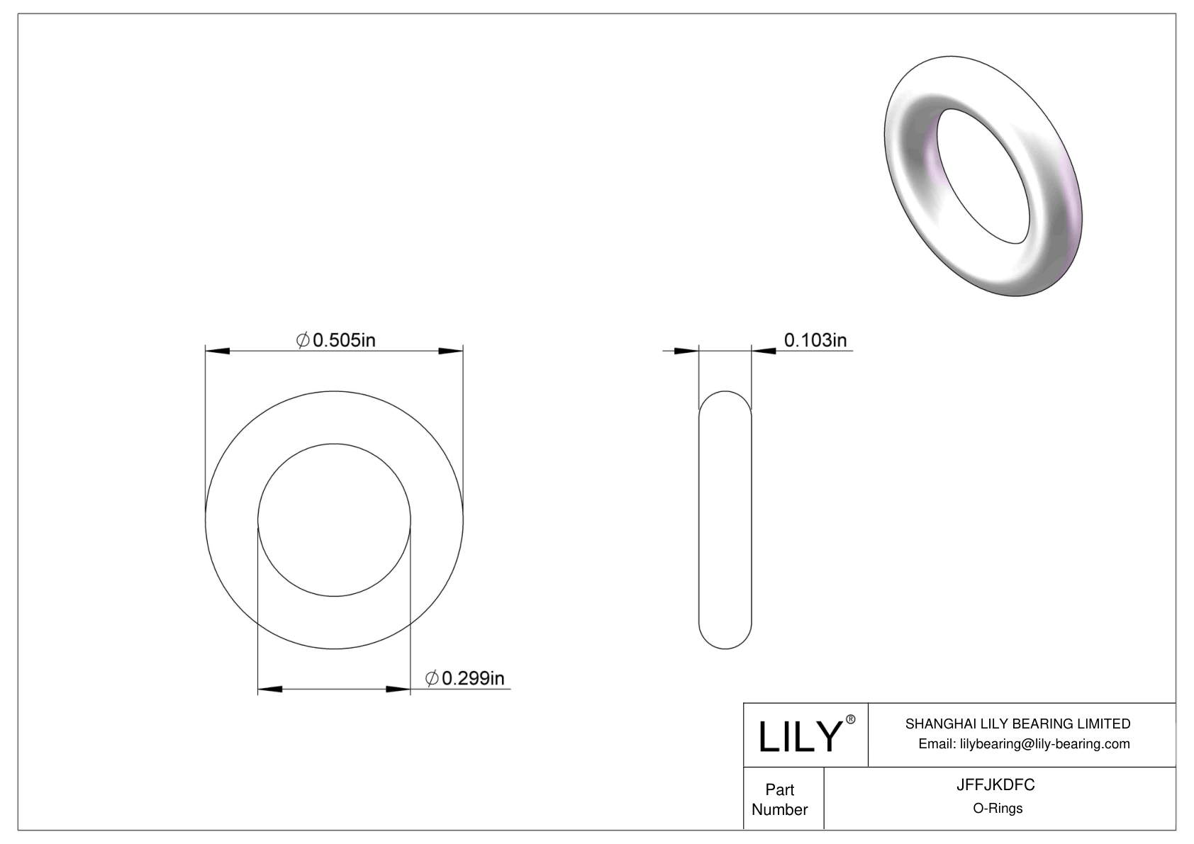 JFFJKDFC Chemical Resistant O-rings Round cad drawing