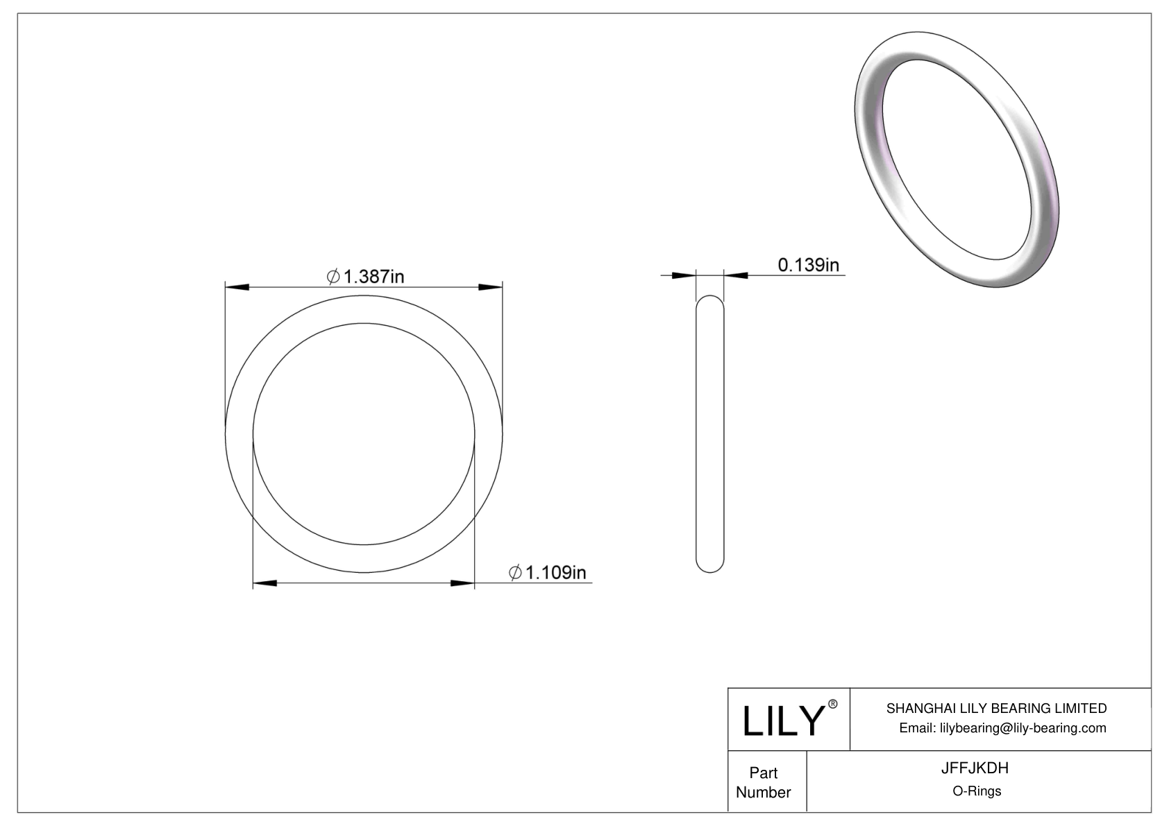 JFFJKDH Chemical Resistant O-rings Round cad drawing