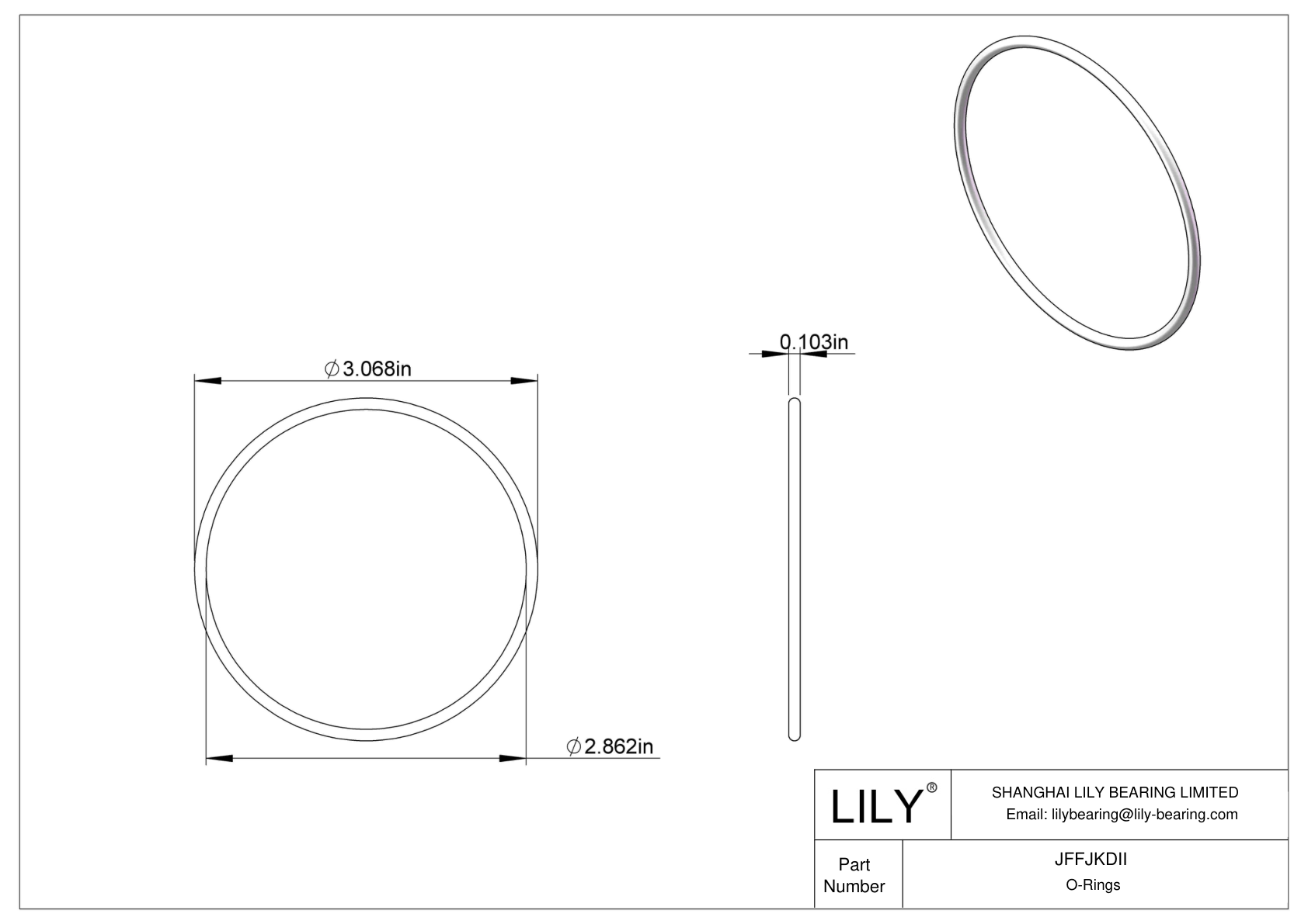 JFFJKDII Chemical Resistant O-rings Round cad drawing