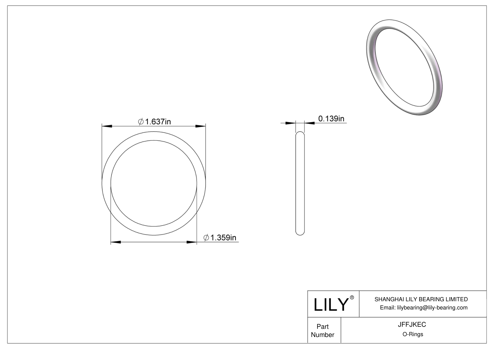 JFFJKEC Chemical Resistant O-rings Round cad drawing