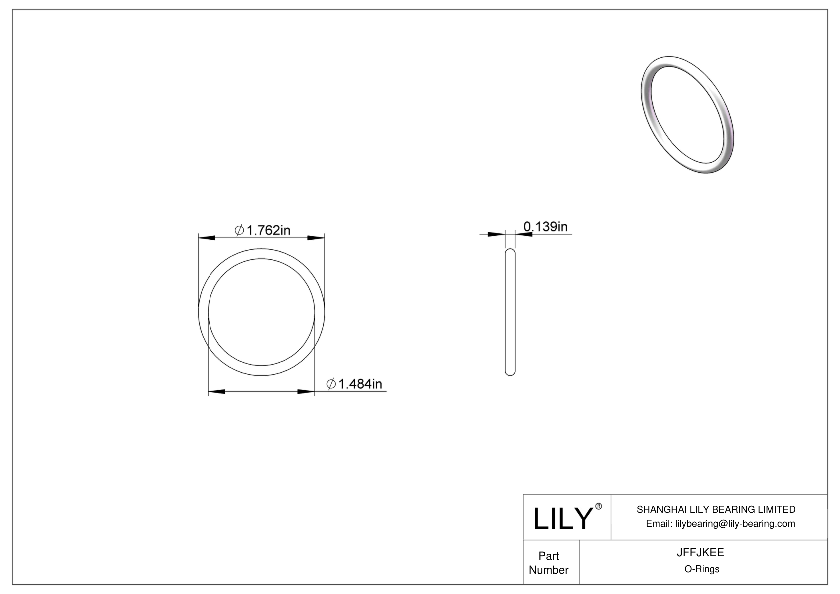 JFFJKEE Chemical Resistant O-rings Round cad drawing