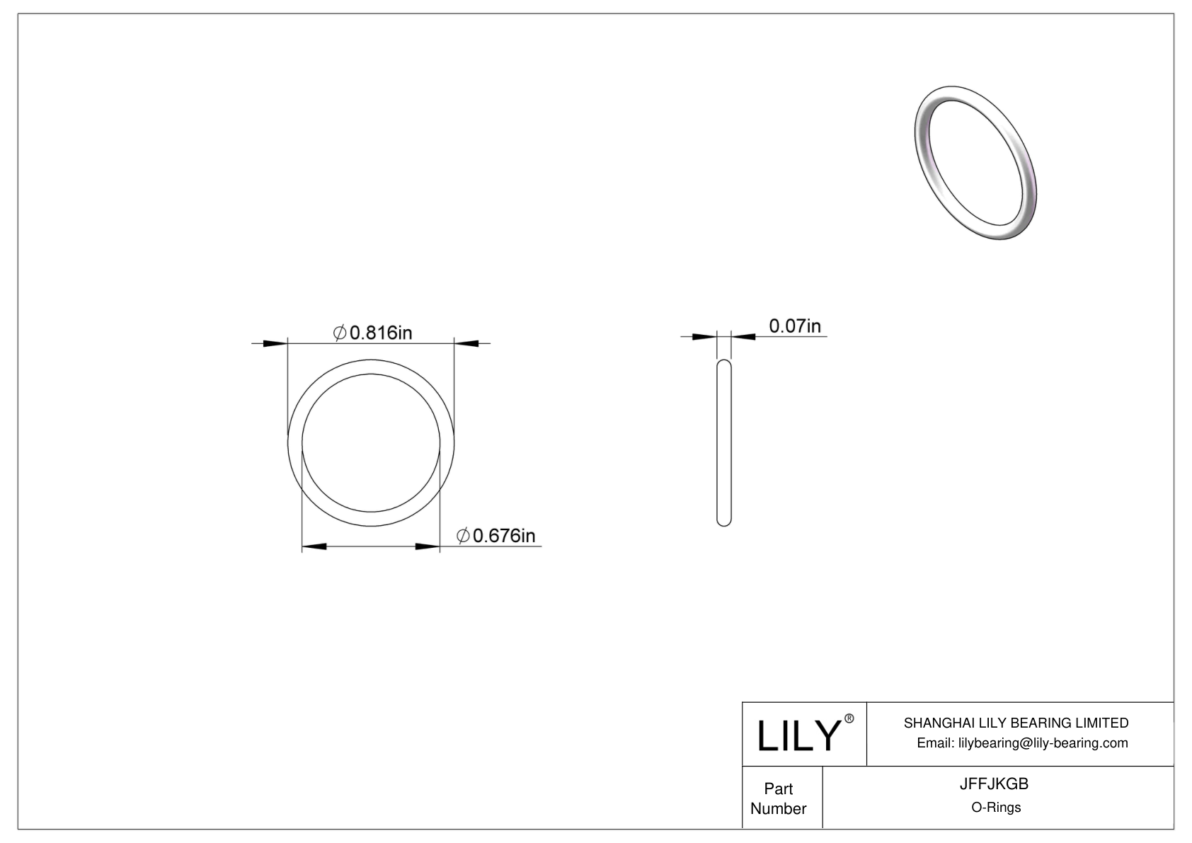 JFFJKGB Chemical Resistant O-rings Round cad drawing