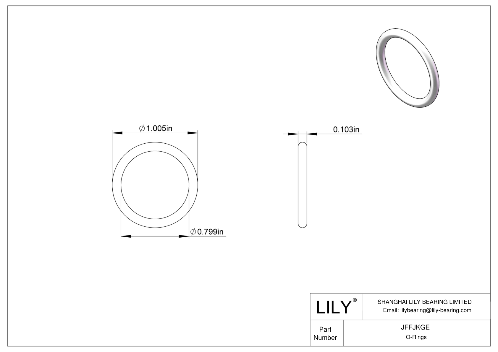 JFFJKGE Chemical Resistant O-rings Round cad drawing