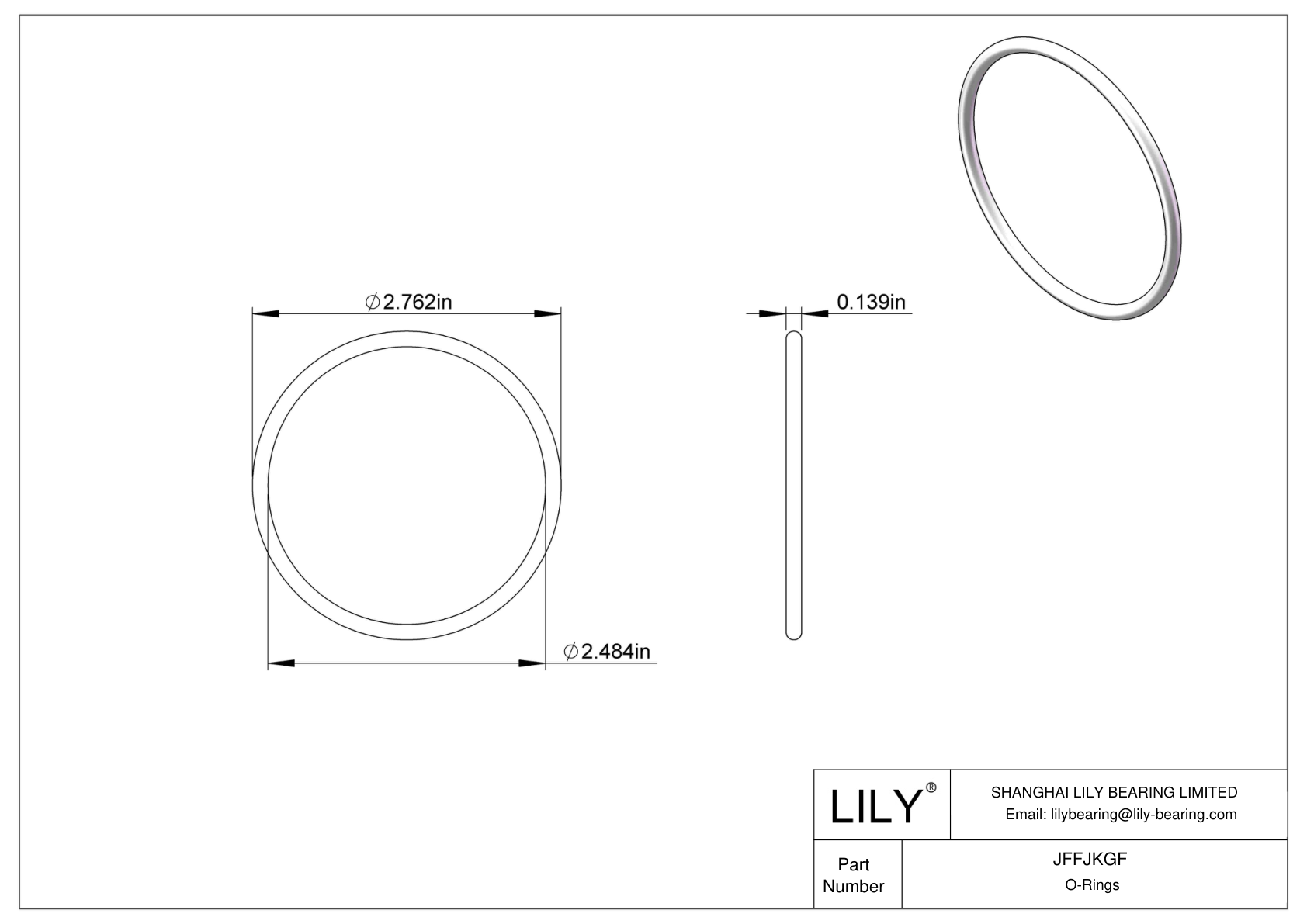 JFFJKGF Chemical Resistant O-rings Round cad drawing