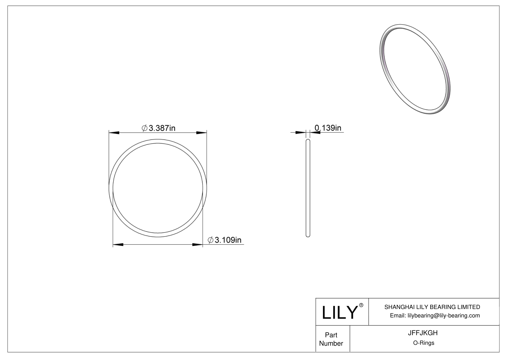 JFFJKGH Chemical Resistant O-rings Round cad drawing