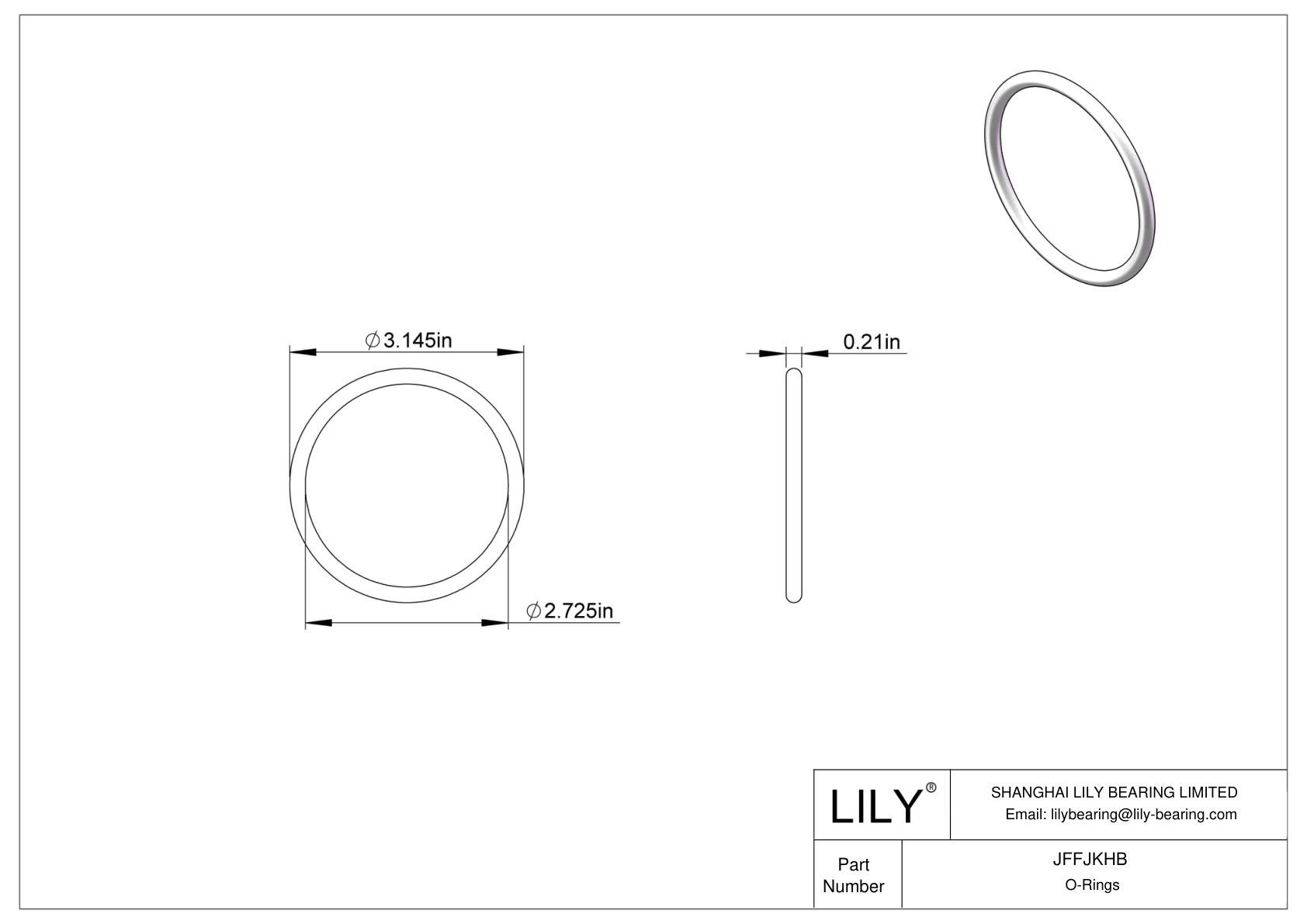 JFFJKHB Chemical Resistant O-rings Round cad drawing