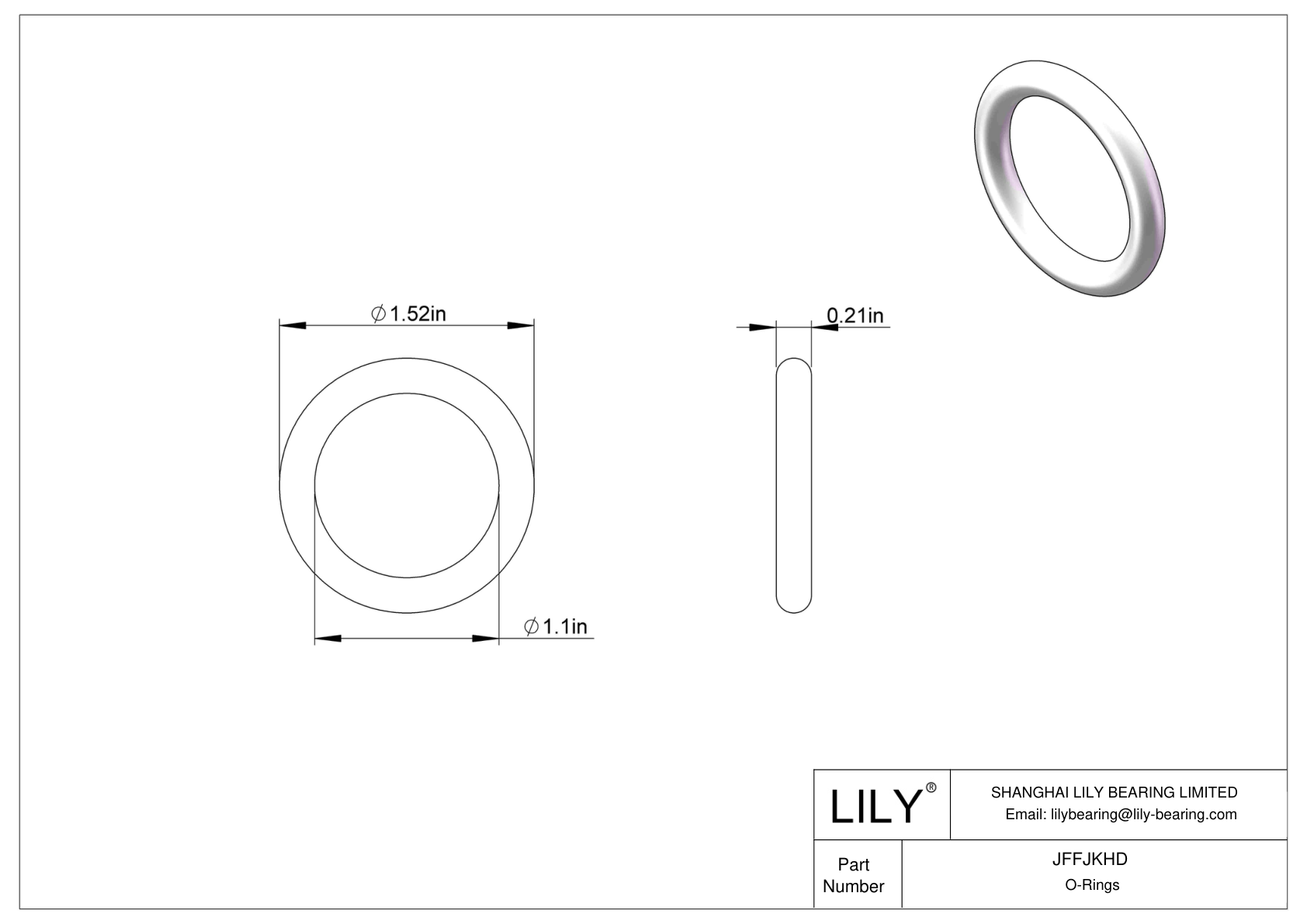 JFFJKHD Chemical Resistant O-rings Round cad drawing