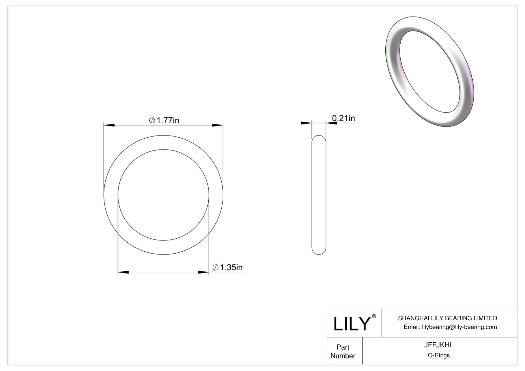 JFFJKHI Chemical Resistant O-rings Round cad drawing