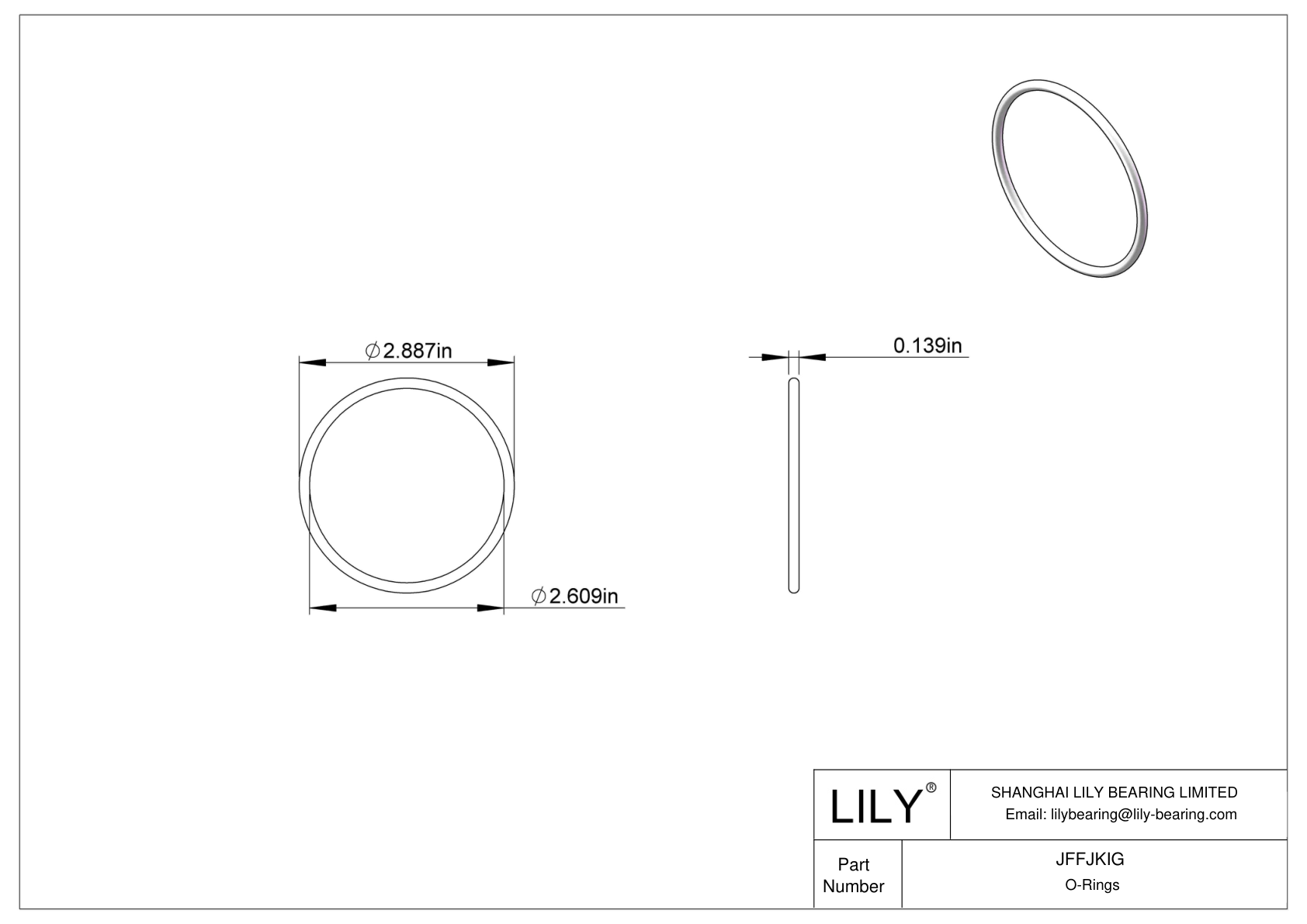 JFFJKIG Chemical Resistant O-rings Round cad drawing