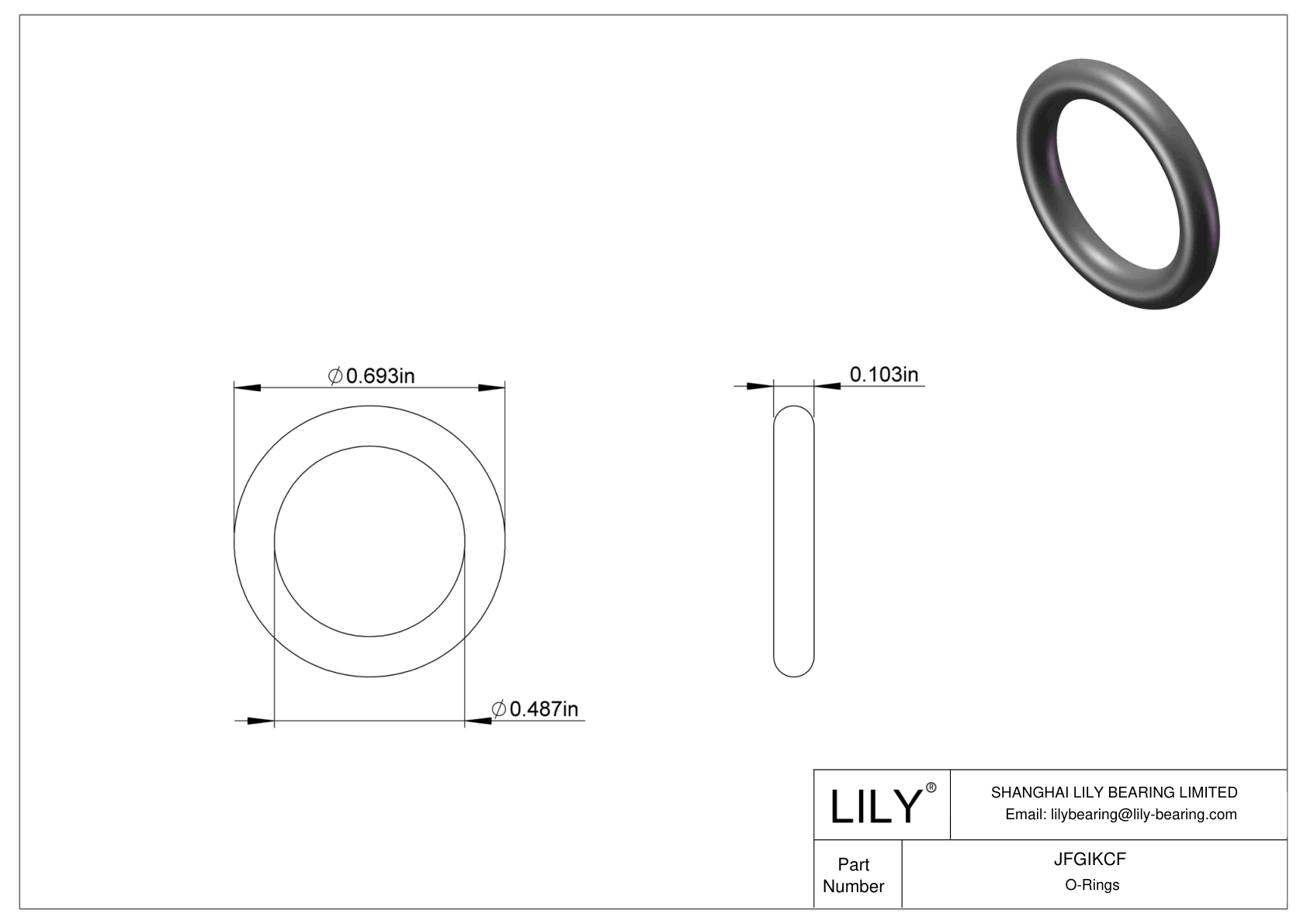 JFGIKCF Chemical Resistant O-rings Round cad drawing