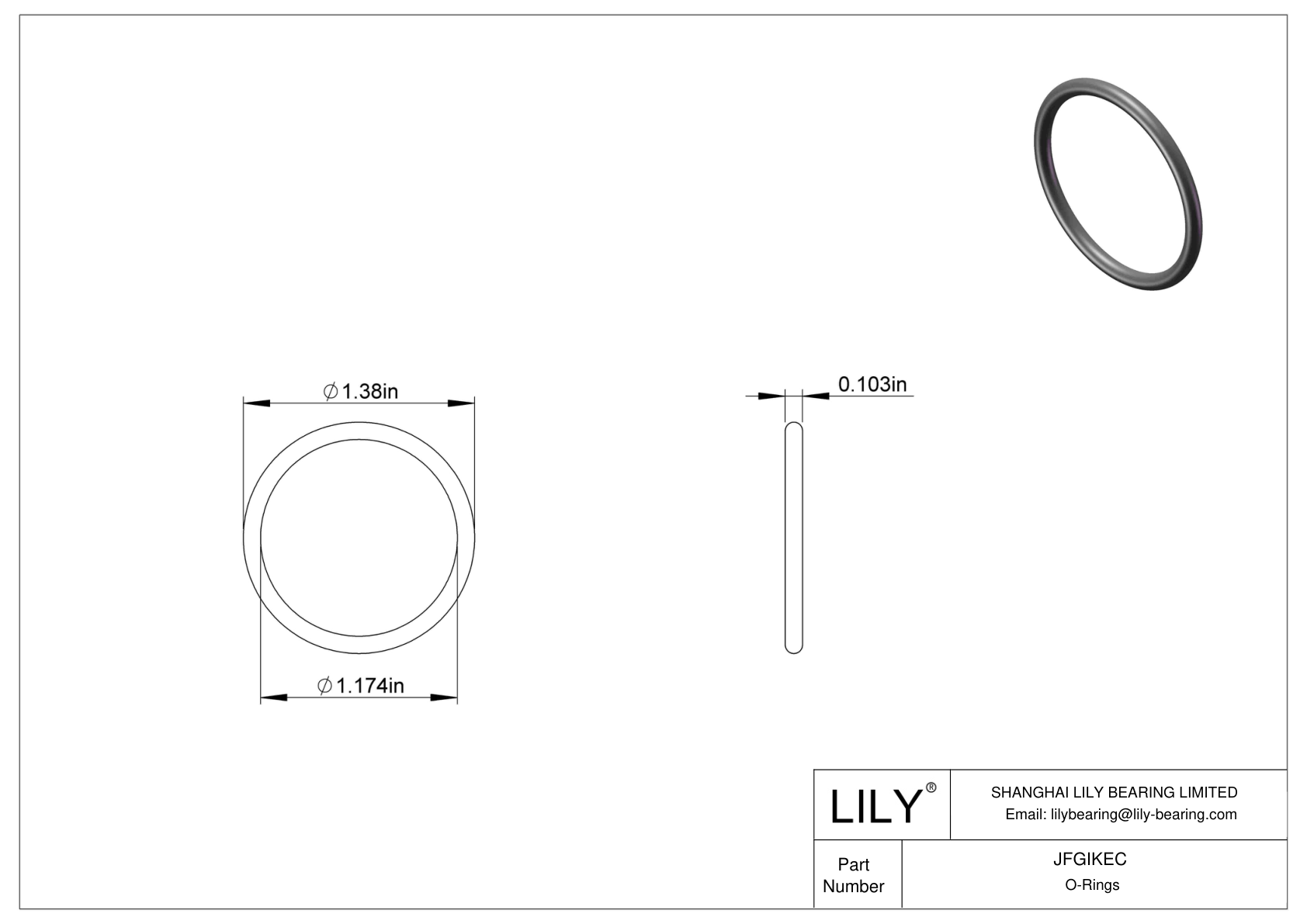 JFGIKEC Chemical Resistant O-rings Round cad drawing