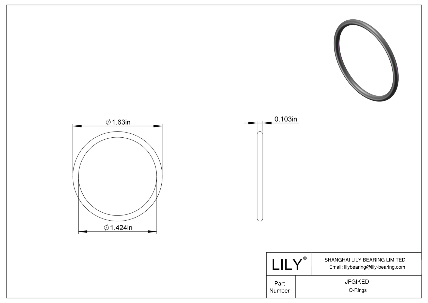 JFGIKED Chemical Resistant O-rings Round cad drawing