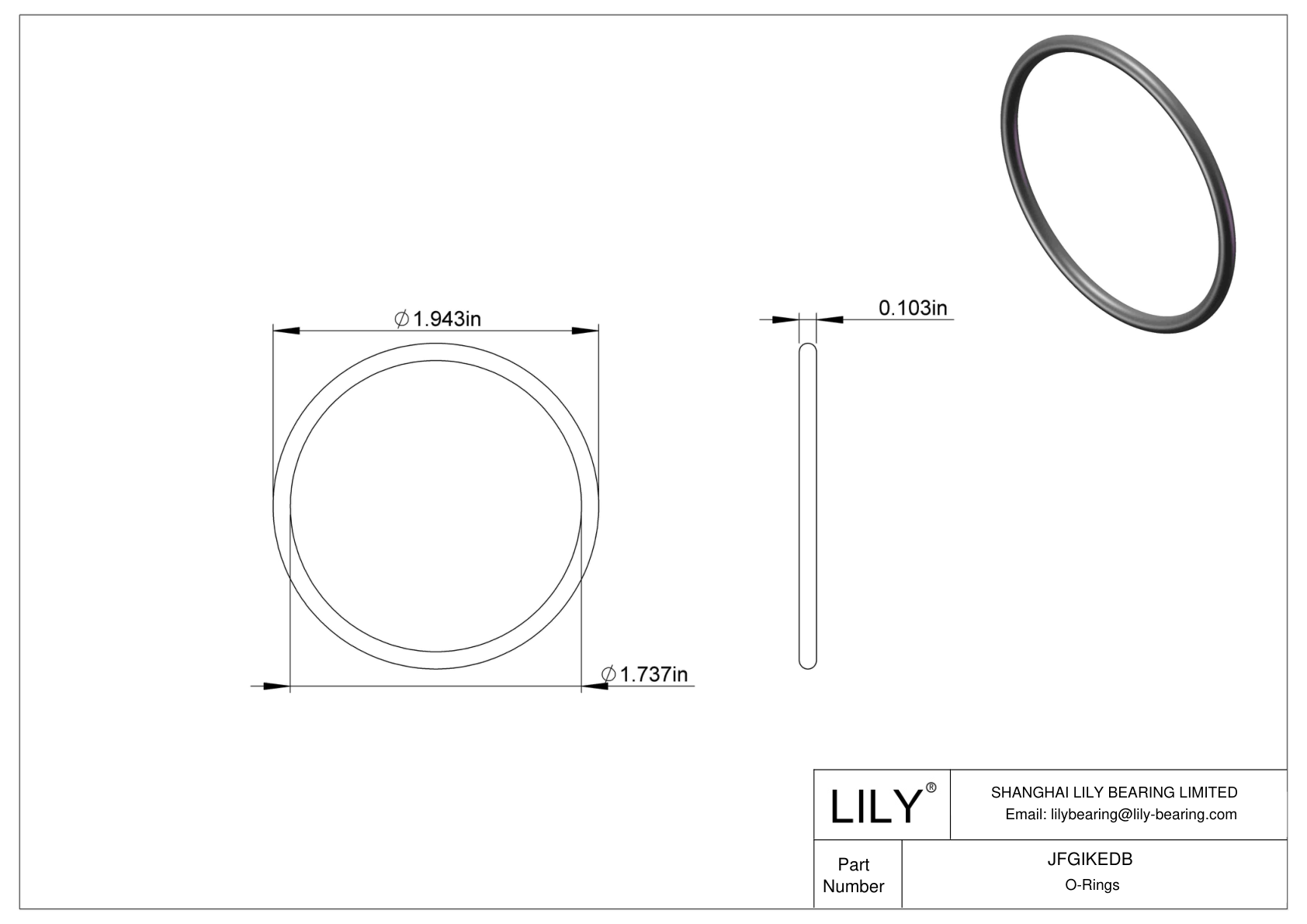 JFGIKEDB Chemical Resistant O-rings Round cad drawing