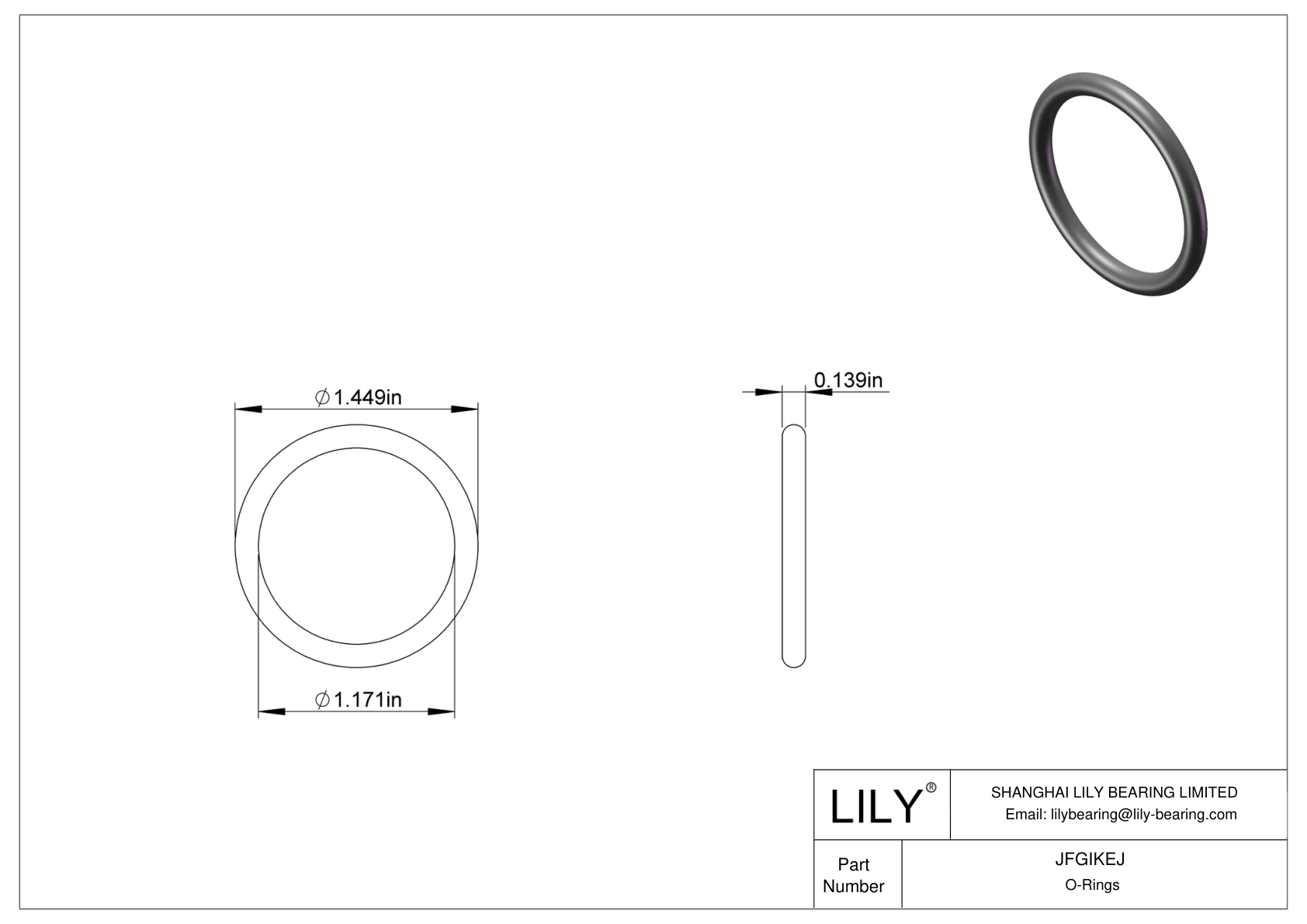 JFGIKEJ Chemical Resistant O-rings Round cad drawing