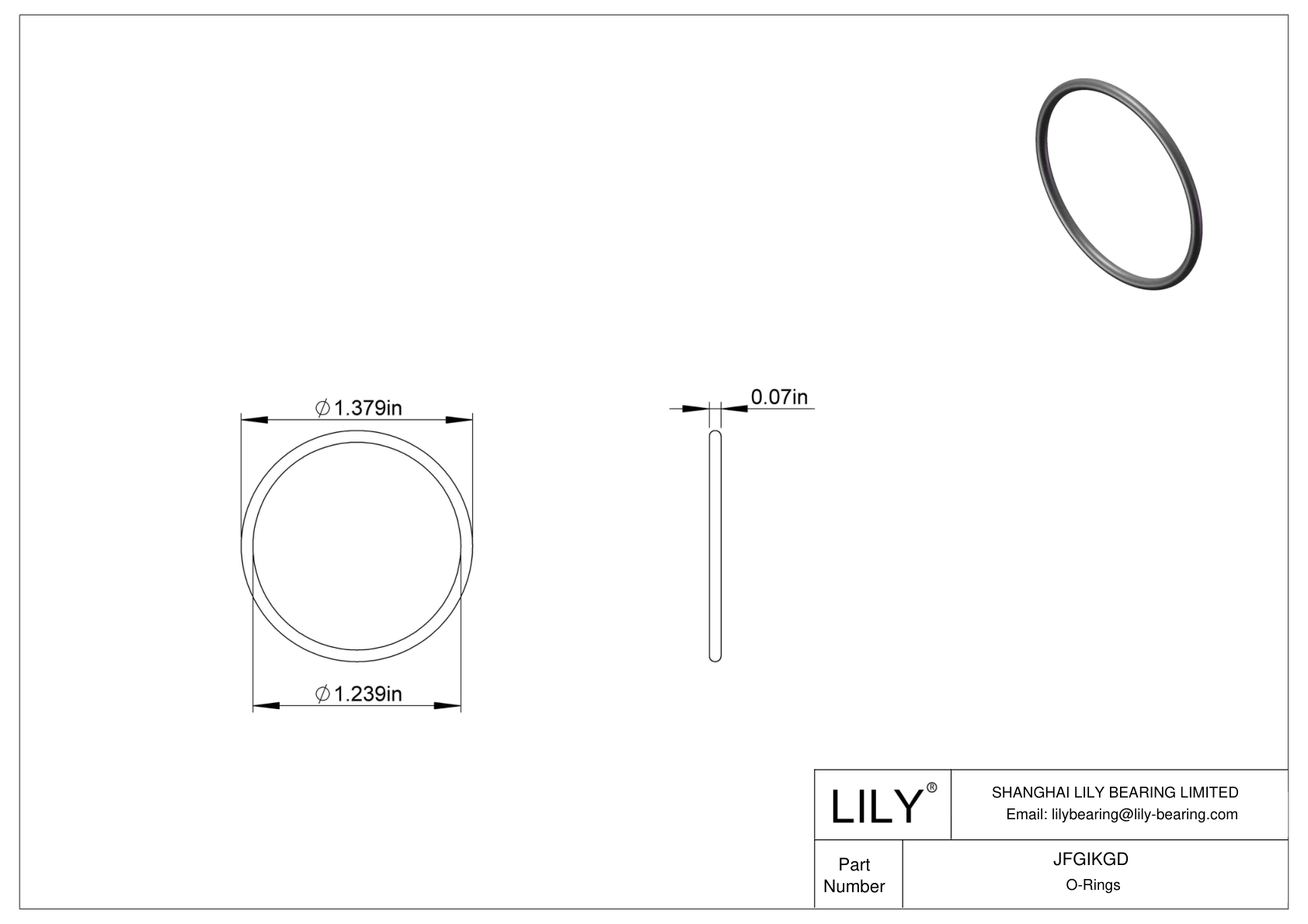 JFGIKGD Chemical Resistant O-rings Round cad drawing