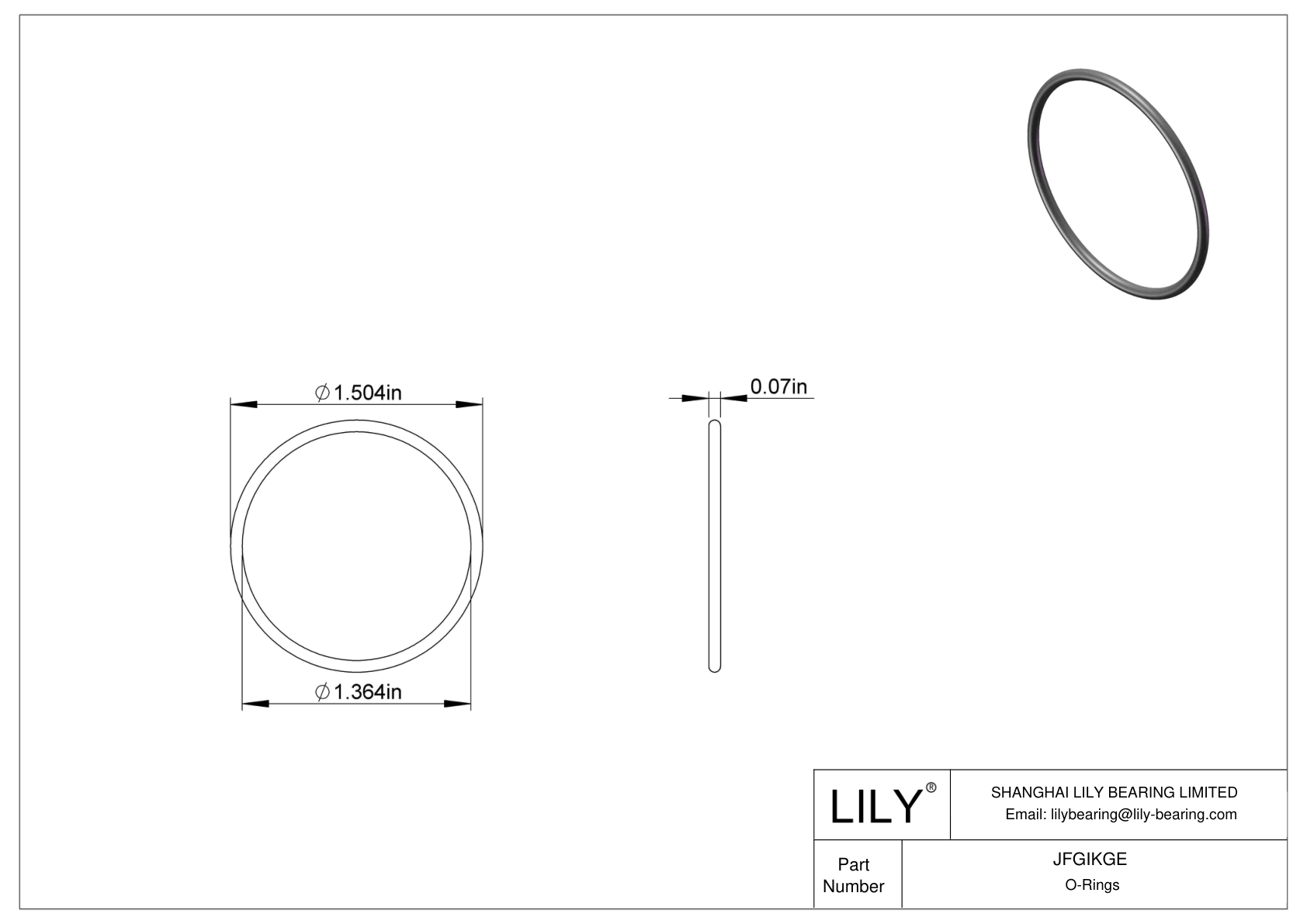 JFGIKGE Chemical Resistant O-rings Round cad drawing