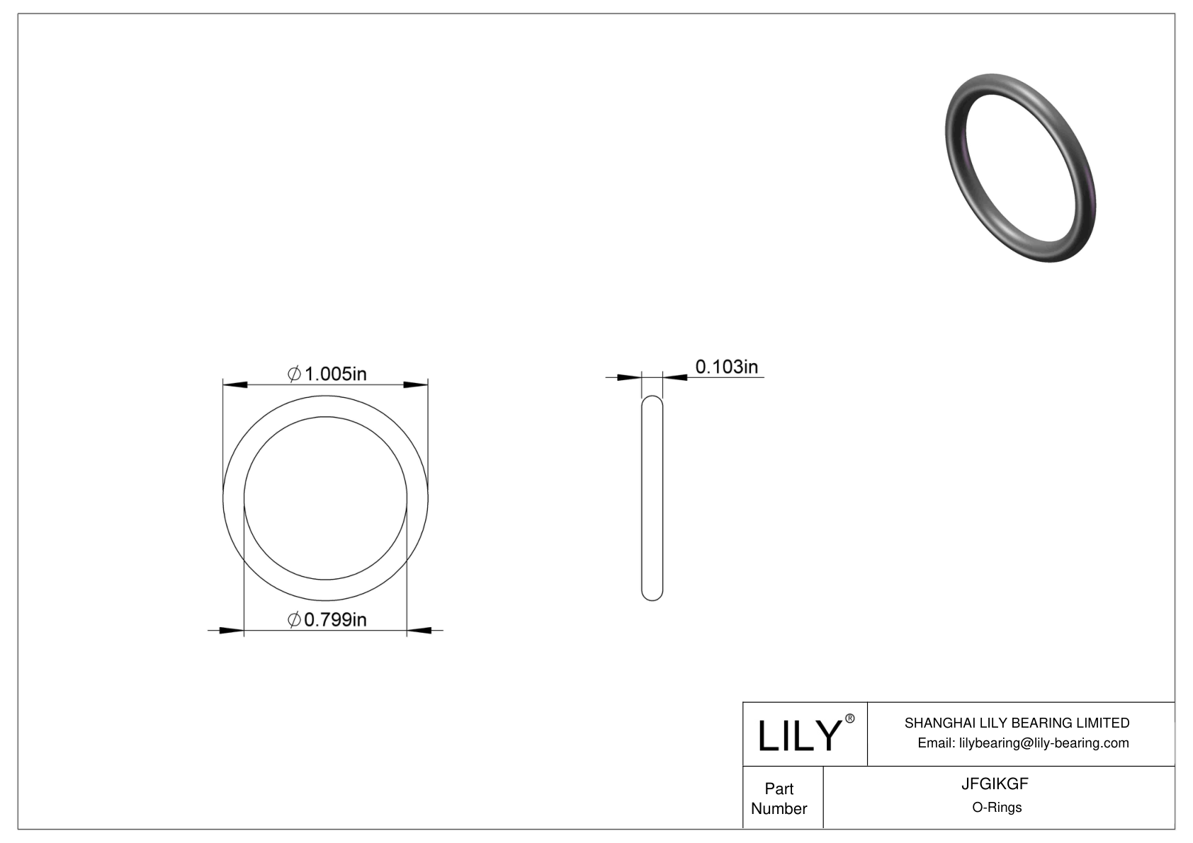 JFGIKGF Chemical Resistant O-rings Round cad drawing