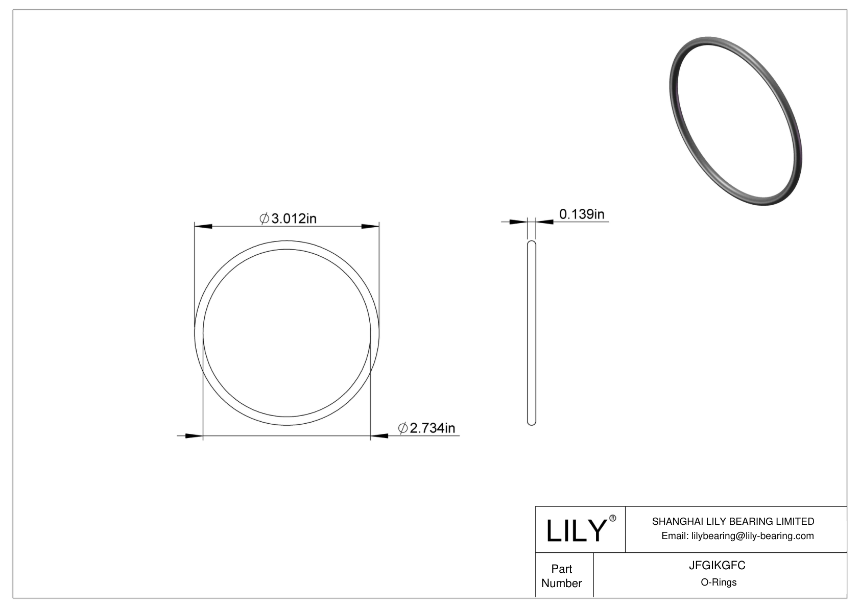 JFGIKGFC Chemical Resistant O-rings Round cad drawing