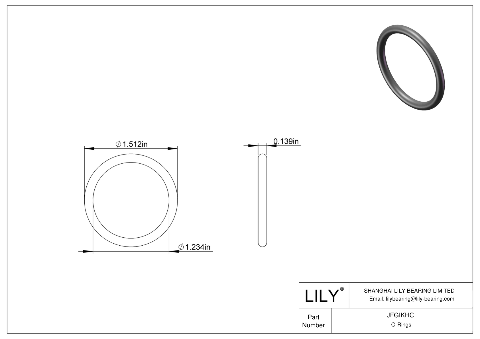 JFGIKHC Chemical Resistant O-rings Round cad drawing