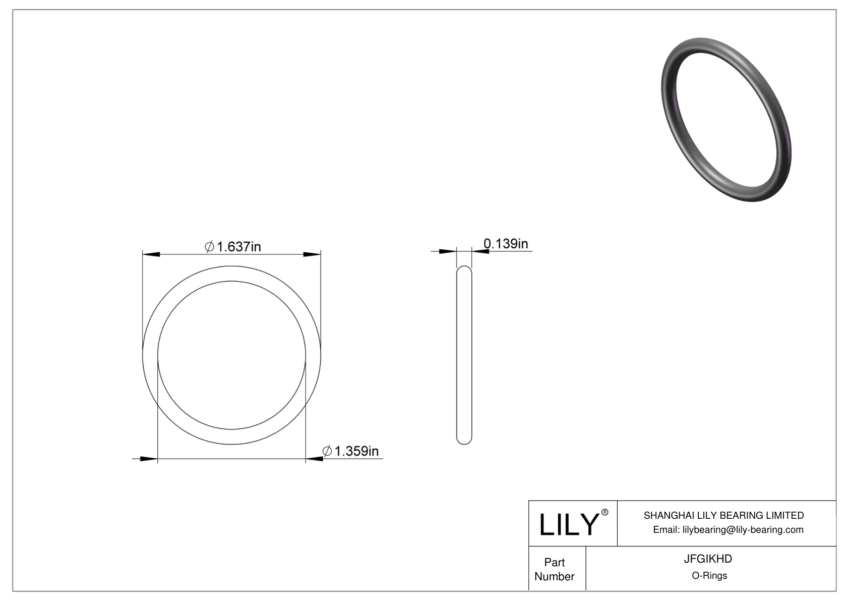 JFGIKHD Chemical Resistant O-rings Round cad drawing