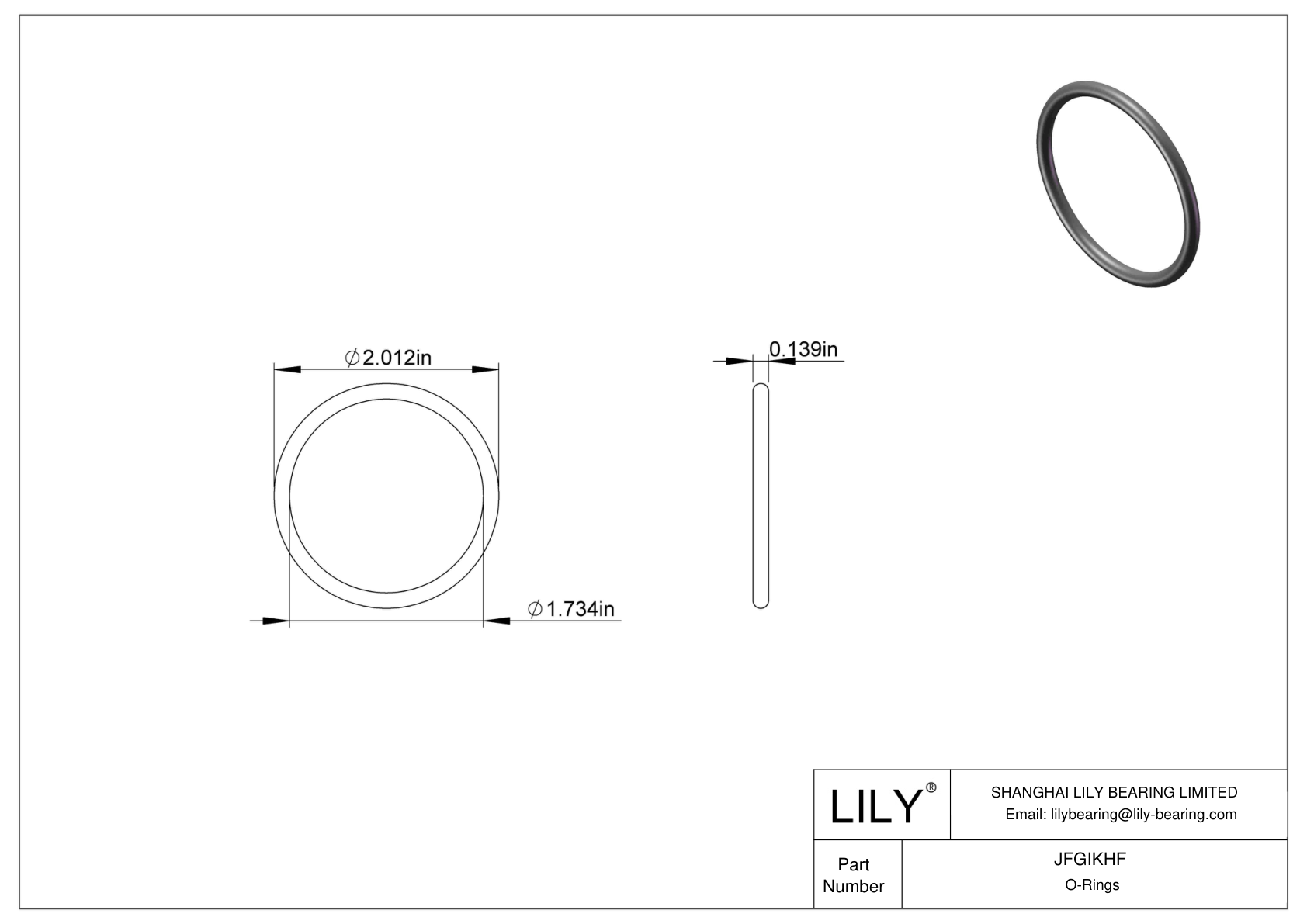 JFGIKHF Chemical Resistant O-rings Round cad drawing