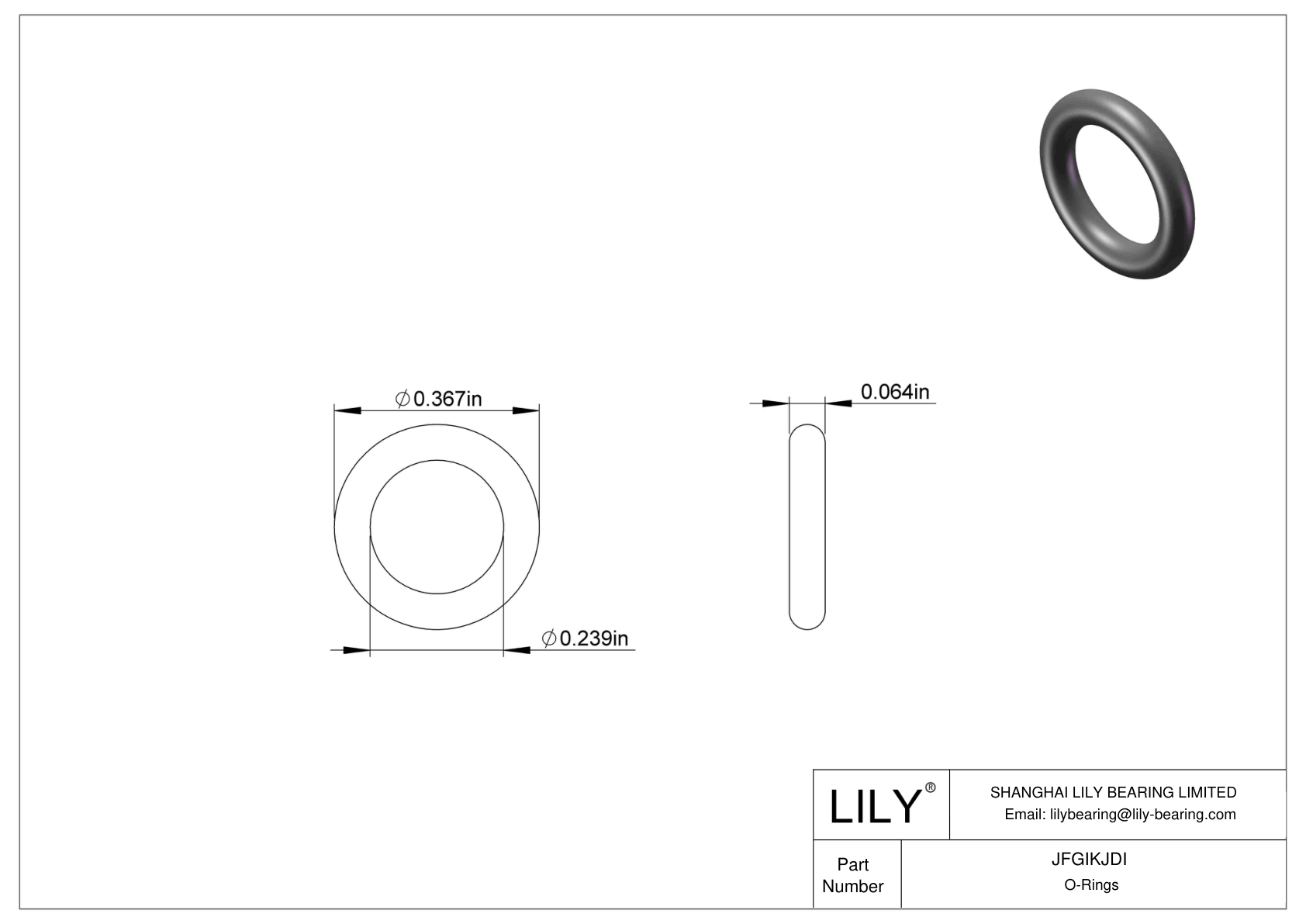 JFGIKJDI Chemical Resistant O-rings Round cad drawing