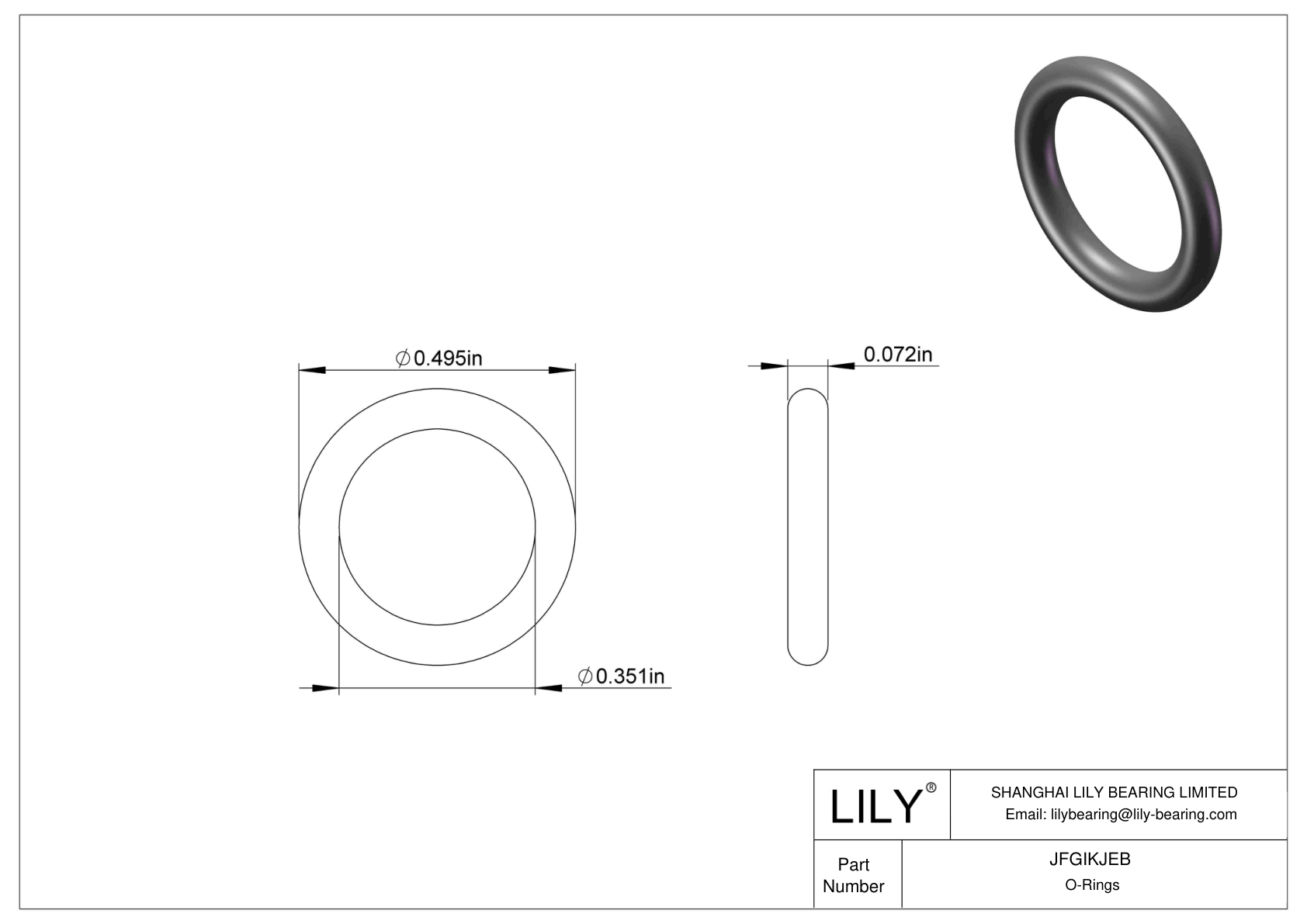 JFGIKJEB Chemical Resistant O-rings Round cad drawing