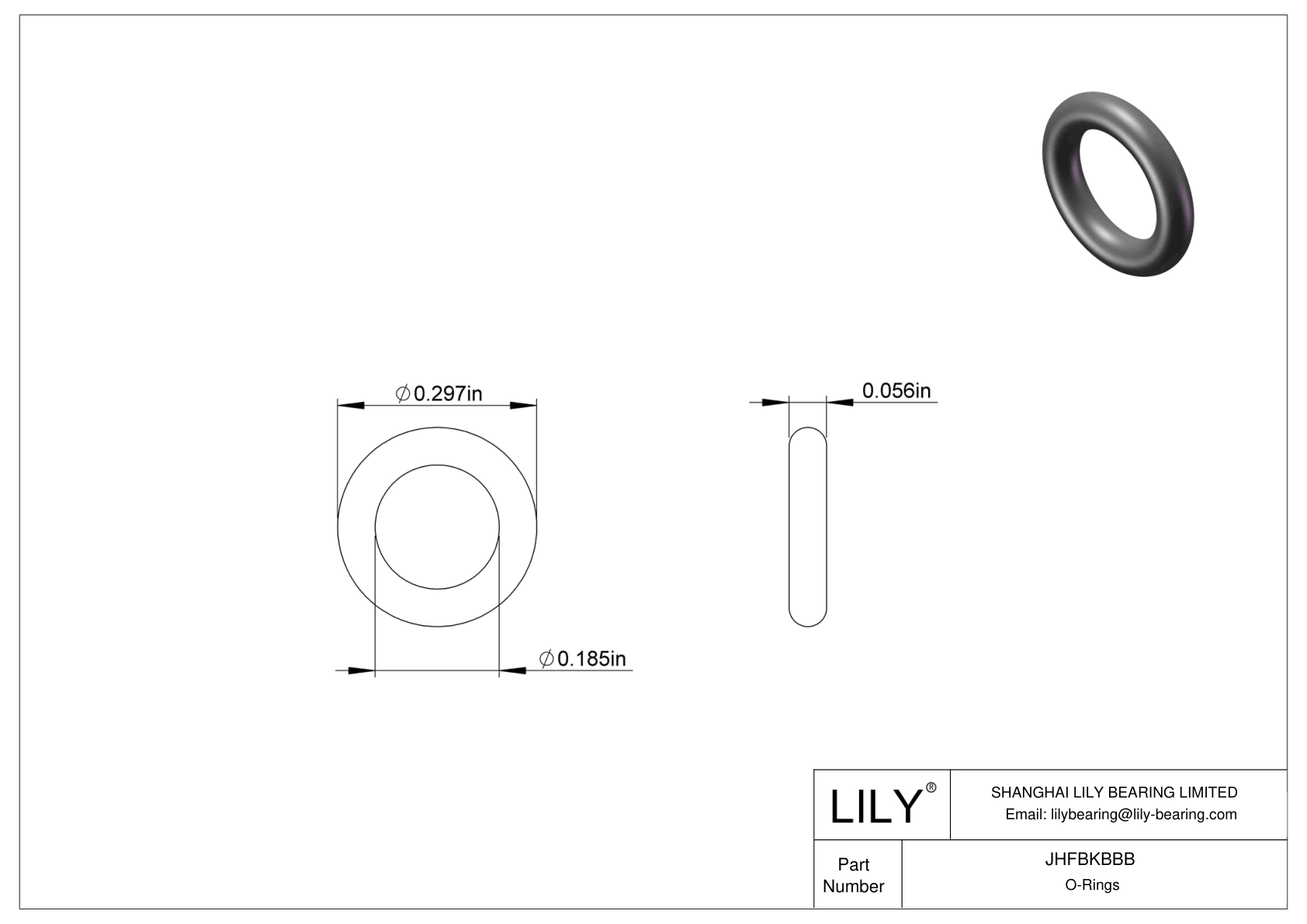 JHFBKBBB Oil Resistant O-Rings Round cad drawing