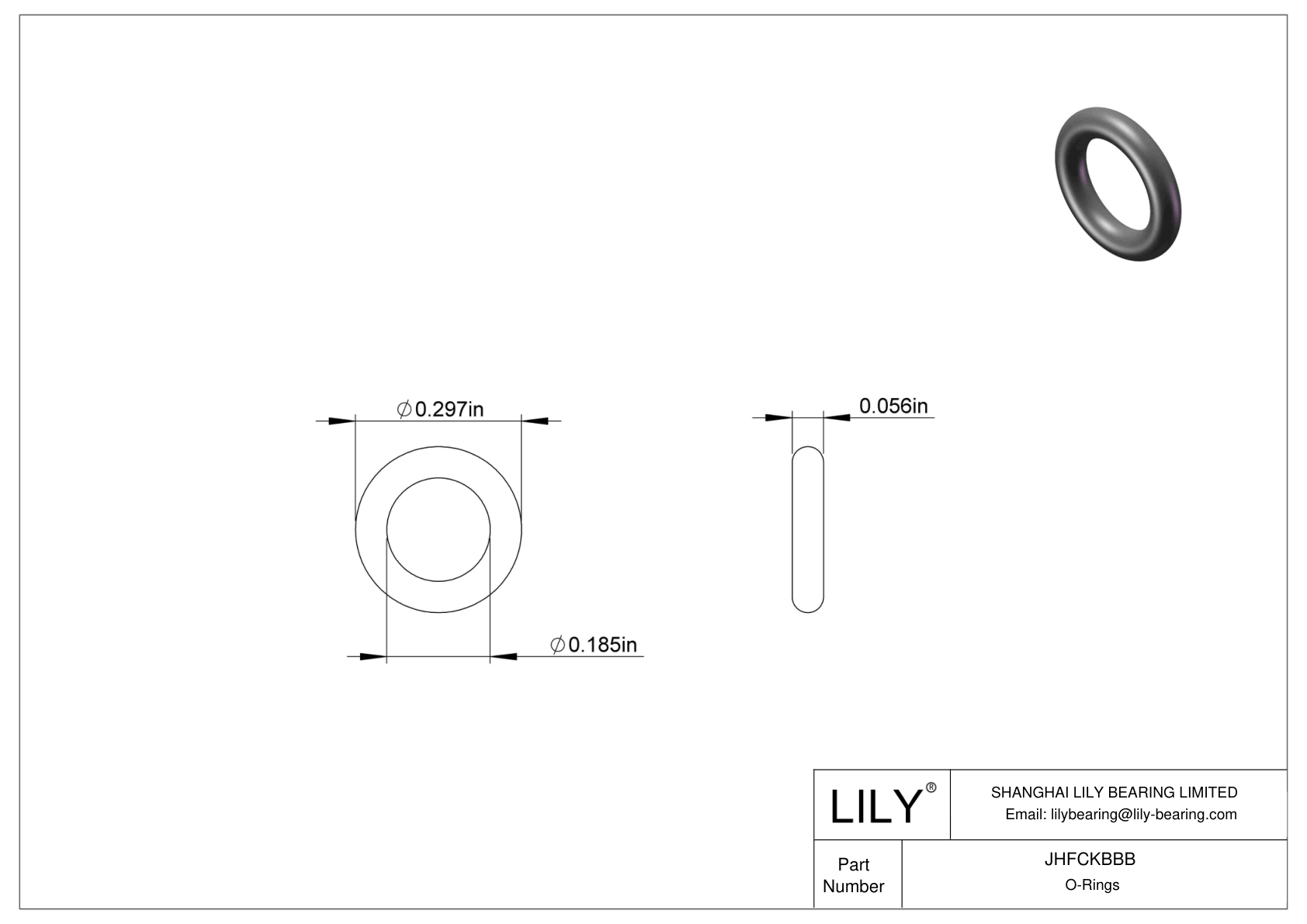 JHFCKBBB Chemical Resistant O-rings Round cad drawing