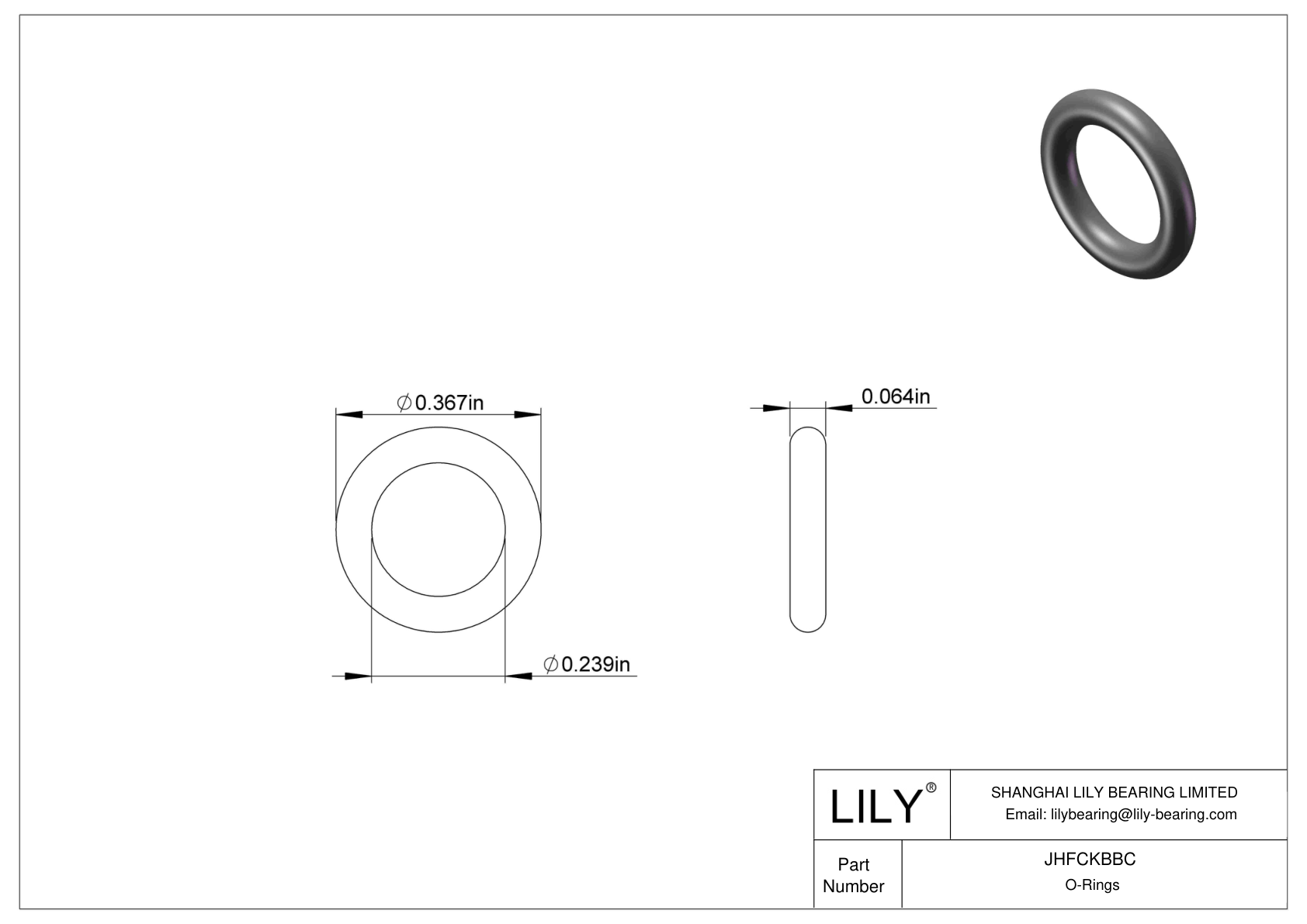 JHFCKBBC Chemical Resistant O-rings Round cad drawing