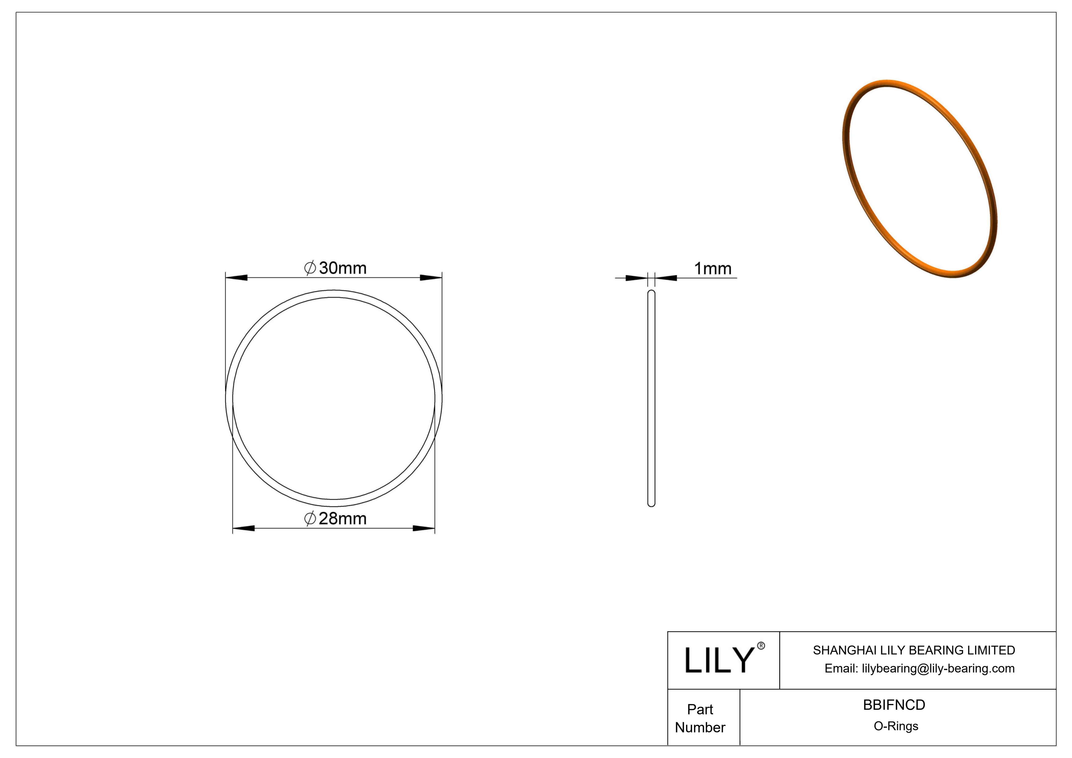 BBIFNCD Chemical Resistant O-rings Round cad drawing