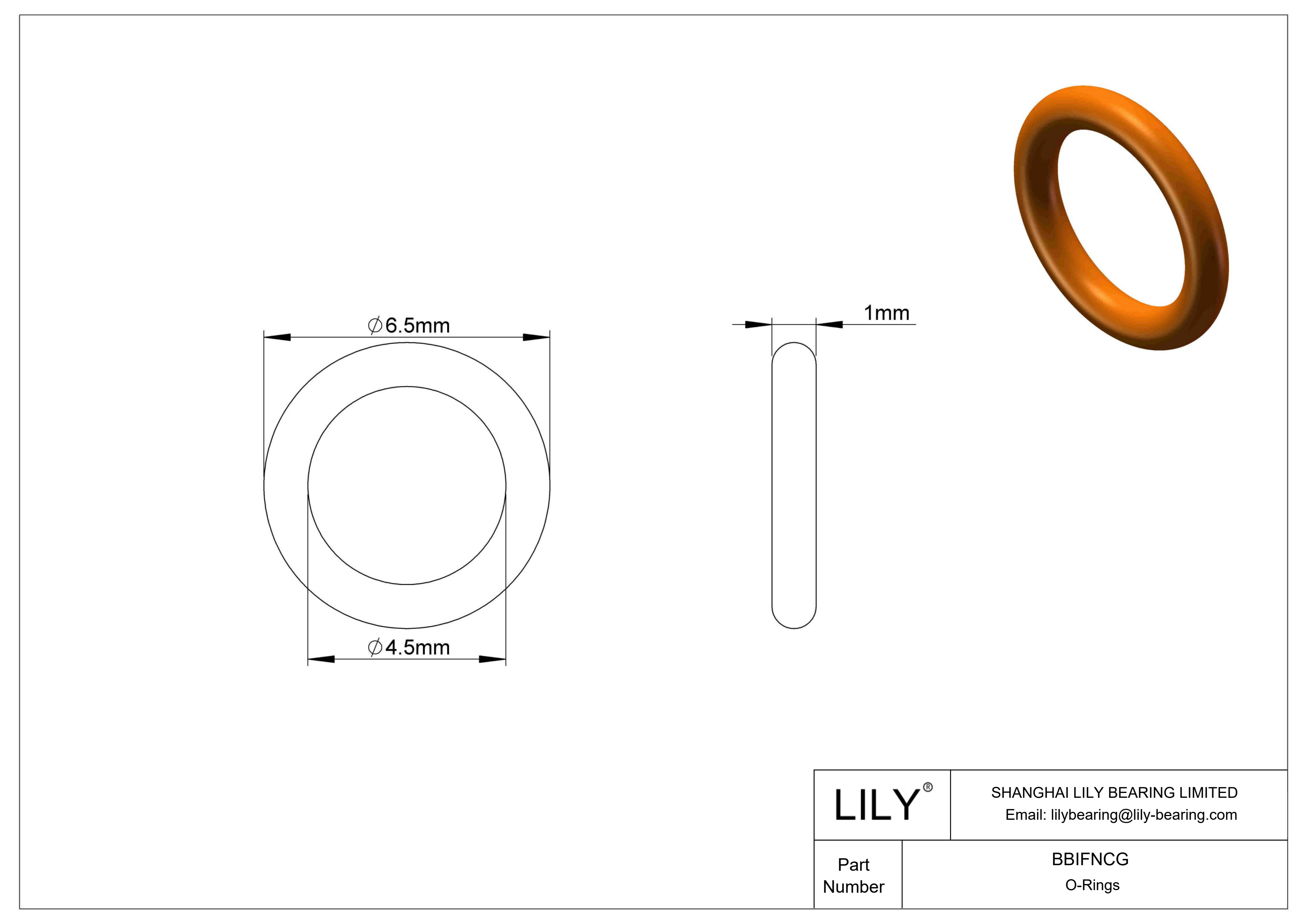 BBIFNCG Chemical Resistant O-rings Round cad drawing